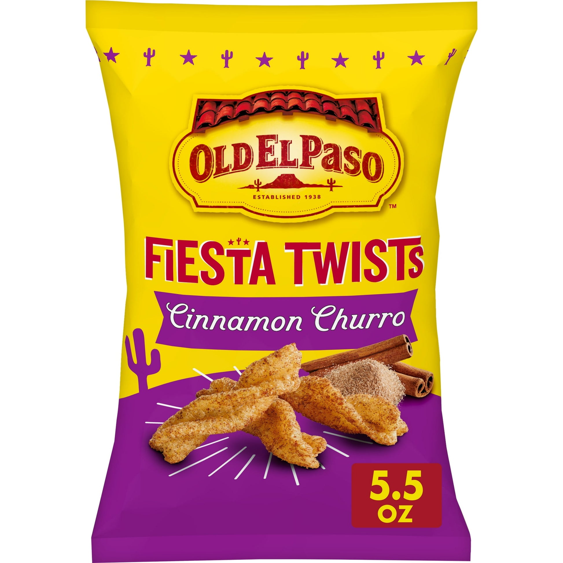 Crispy and Crunchy with a twist. Bring the whole family together during snack time with Old El Paso Cinnamon Churro Fiesta Twists. These light and airy corn twists have a satisfying crunch that will be unlike your typical savory snacks. These fun shaped corn twists are packed with some of your favorite southwestern flavors. Old El Paso Fiesta Twists feature the perfect blend of delicious cinnamon churro and salty corn and contains no trans fat. This fun and friendly snack food adds satisfying flavor to snac