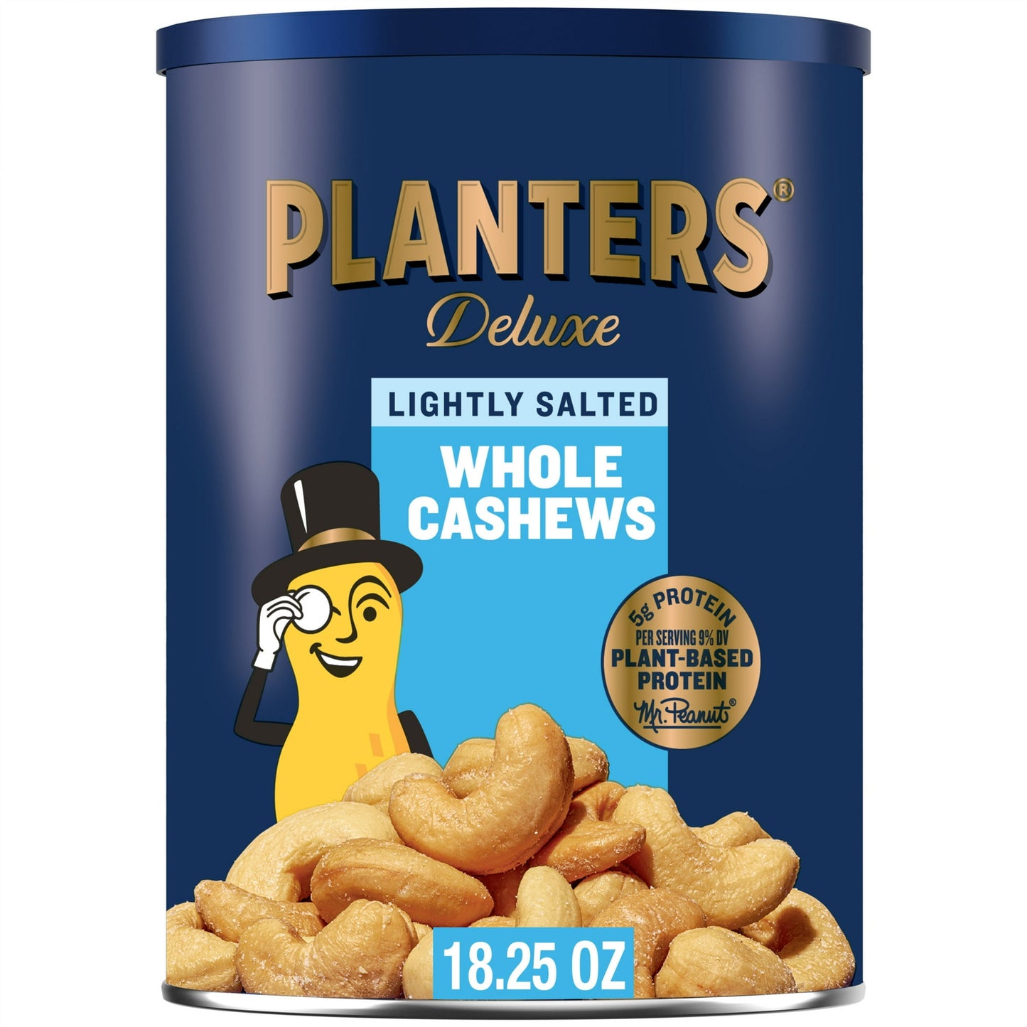 Planters Deluxe Lightly Salted Whole Cashews are a family favorite snack with a satisfying crunchy texture. These rich nutty cashews are roasted in peanut oil and seasoned with a touch of sea salt for an irresistible treat. Whether you need a comforting snack after dinner or you're hungry for some sustenance between meals, these roasted cashews deliver what you crave. With 50 milligrams of sodium per 1 ounce serving, these lightly salted nuts are great for those reducing sodium in their diet. These Kosher n