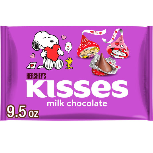 This HERSHEY'S KISSES milk chocolate candy featuring Snoopy™ and friends is the delicious treat you've always loved wrapped in fun Valentine's Day foils ready for gifting. Enjoy the taste of smooth, creamy bite size milk chocolate pieces anywhere and at any time. Filled with HERSHEY'S KISSES Valentine's Day candy dressed for the holiday in pink and red foils featuring Snoopy and friends, this bag of chocolates is the perfect gift for loved ones for a special way to show and celebrate your love.