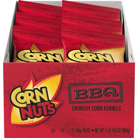 CORN NUTS BBQ Crunchy Corn Kernels provide the super crunchy goodness you love along with the bold burst of flavor you crave in a snack. These BBQ CORN NUTS Kernels are a great snack for movie nights or when you're playing video games with friends. Keep a bag near your desk to satisfy those nagging midday cravings for something salty and savory. These roasted CORN NUTS Kernels feature a fusion of dried garlic and brown sugar and they pair perfectly with soda. These BBQ CORN NUTS Kernels make the perfect sna