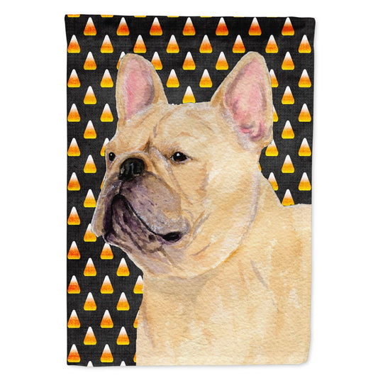 Carolines Treasures SS4278-FLAG-PARENT French Bulldog Candy Corn Halloween Portrait Flag multicolor This design is available in both the garden size (small) and the house size (large).