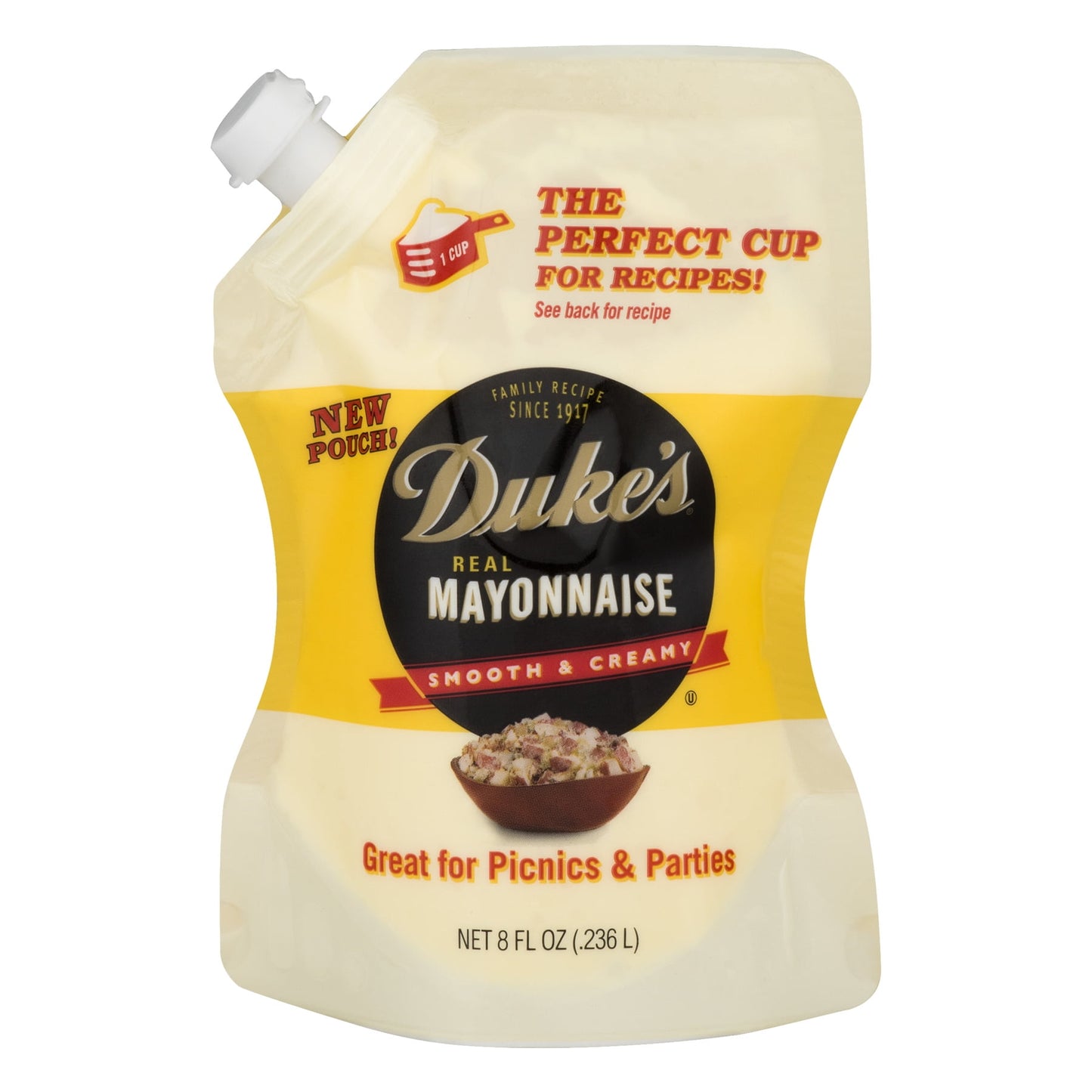 There's nothing better than the smooth, creamy texture and one-of-a-kind flavor of Duke's Real Mayonnaise, made with Eugenia Duke's original recipe since 1917. Duke's is the preferred mayonnaise of chefs and home cooks alike for three main reasons. Duke's contains egg yolks - not egg whites - for a deliciously creamy texture. Cider vinegar gives Duke's Mayonnaise a distinctive tangy flavor. Finally, Duke's Real Mayonnaise has never contained sugar. Duke's Mayonnaise is delicious on sandwiches, in salads, an