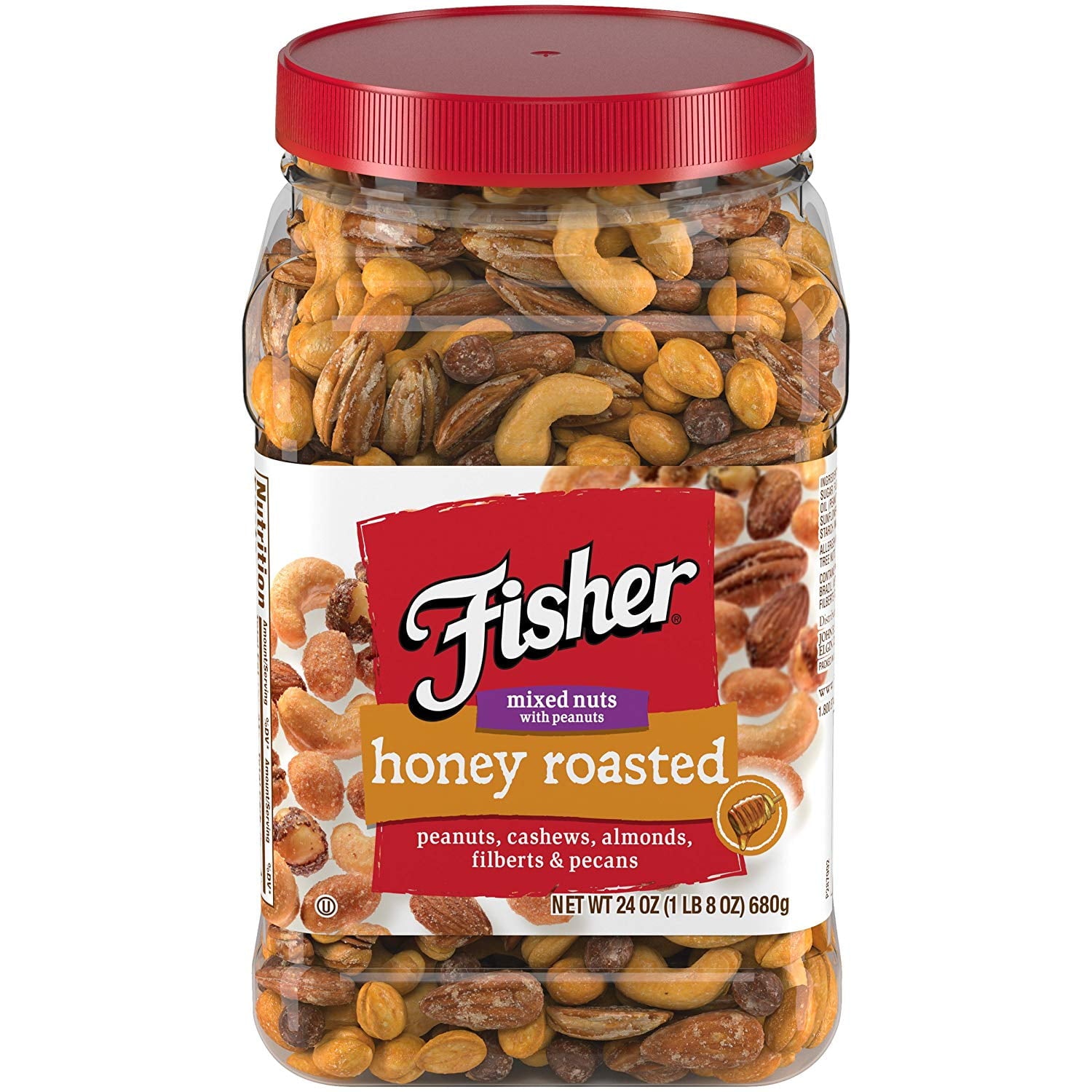 Fisher Snack Honey Roast Mixed Nuts, 24 oz Canister