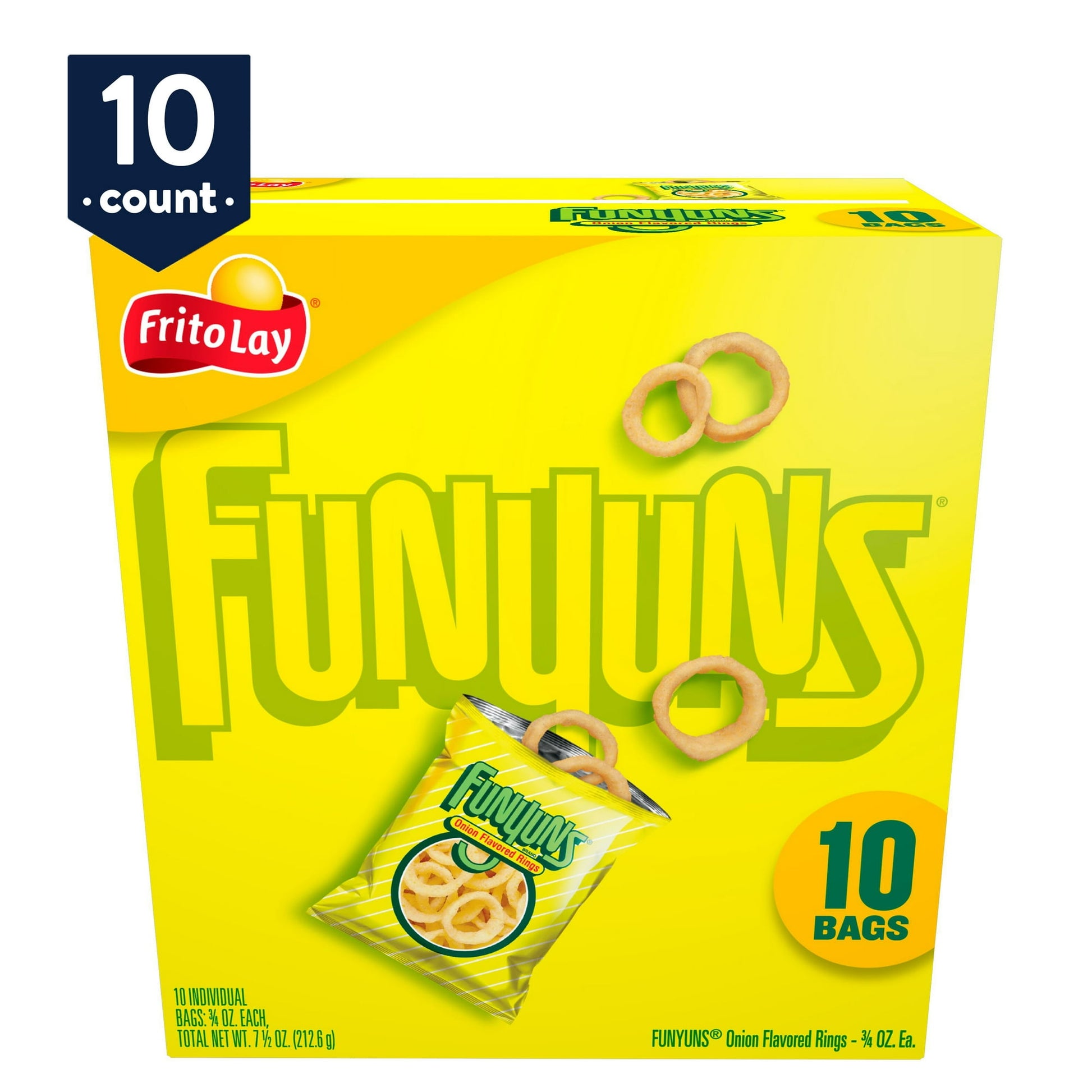 FUNYUNS Onion Flavored Rings are a deliciously different snack that's fun to eat, with a crisp texture and zesty onion flavor. Next time you're in the mood for a tasty treat that's out of the ordinary, try FUNYUNS Onion Flavored Rings. Shelf-Stable / Ambient. Multipack Retail Packaging. Frito-Lay Chips and Snacks. Perfect for on the go snacking and adventures the whole family can enjoy!