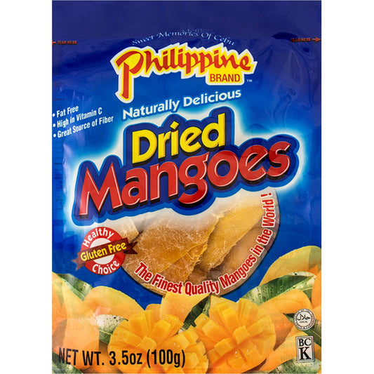 Treat yourself to a delicious, healthy snack with this pack of Philippine Brand Dried Mangoes on hand. The brand's proprietary process and its unmatched commitment aim to deliver quality in every bag. Like their raw, unprocessed version, low in sodium. Philippine Brand dried fruit makes a tasty snack for when you're on the go or as part of a full and nutrient-rich meal.