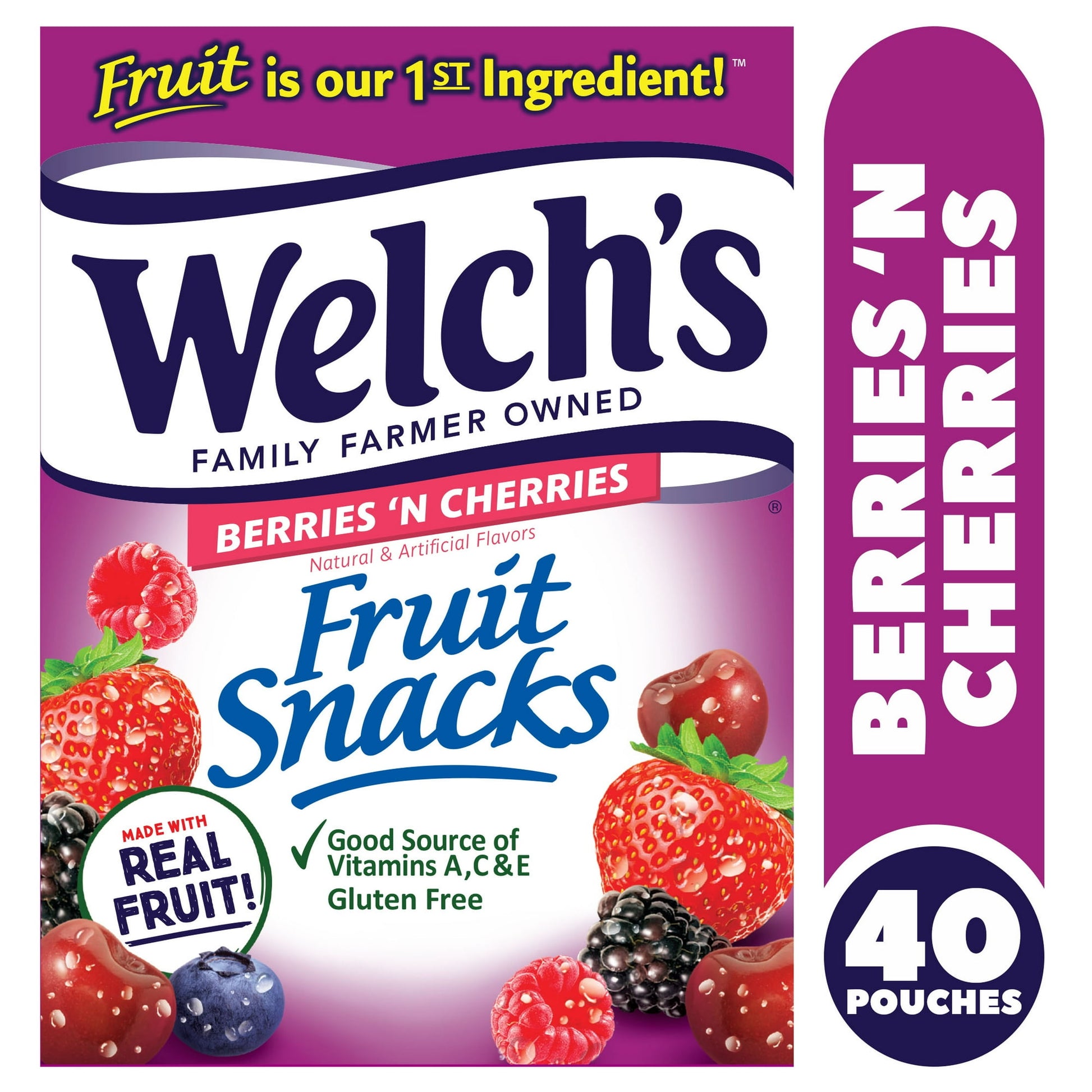 At Welch's Fruit Snacks we always use Real Fruit as the First Ingredient, that's why our fruit snacks are bursting with delicious taste. With over 10 mouthwatering Welch's Fruit Snacks flavor varieties to love, it's easy to find your family's favorite!