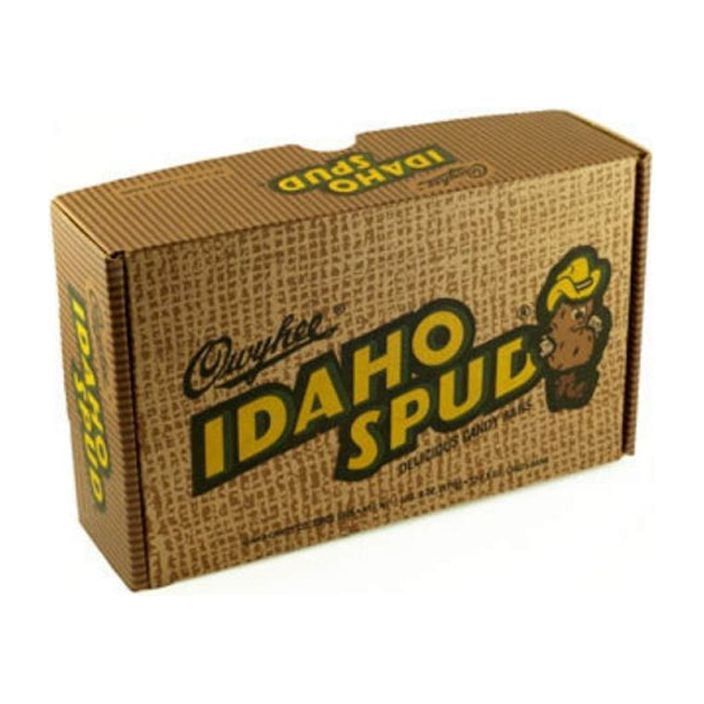 Give a unique gift with this Owyhee Idaho Spud Gift Mailer. It is a self-mailing decorative box that contains 12 of the state's most famous candy bars. The delectable treats are a delicious concoction of chocolate-flavored marshmallow drenched with chocolate and dusted with coconut. Each one is wrapped to resemble a potato. The Idaho Spuds bars gift box makes a wonderful gift for birthdays, holidays or as a surprise for a loved one.