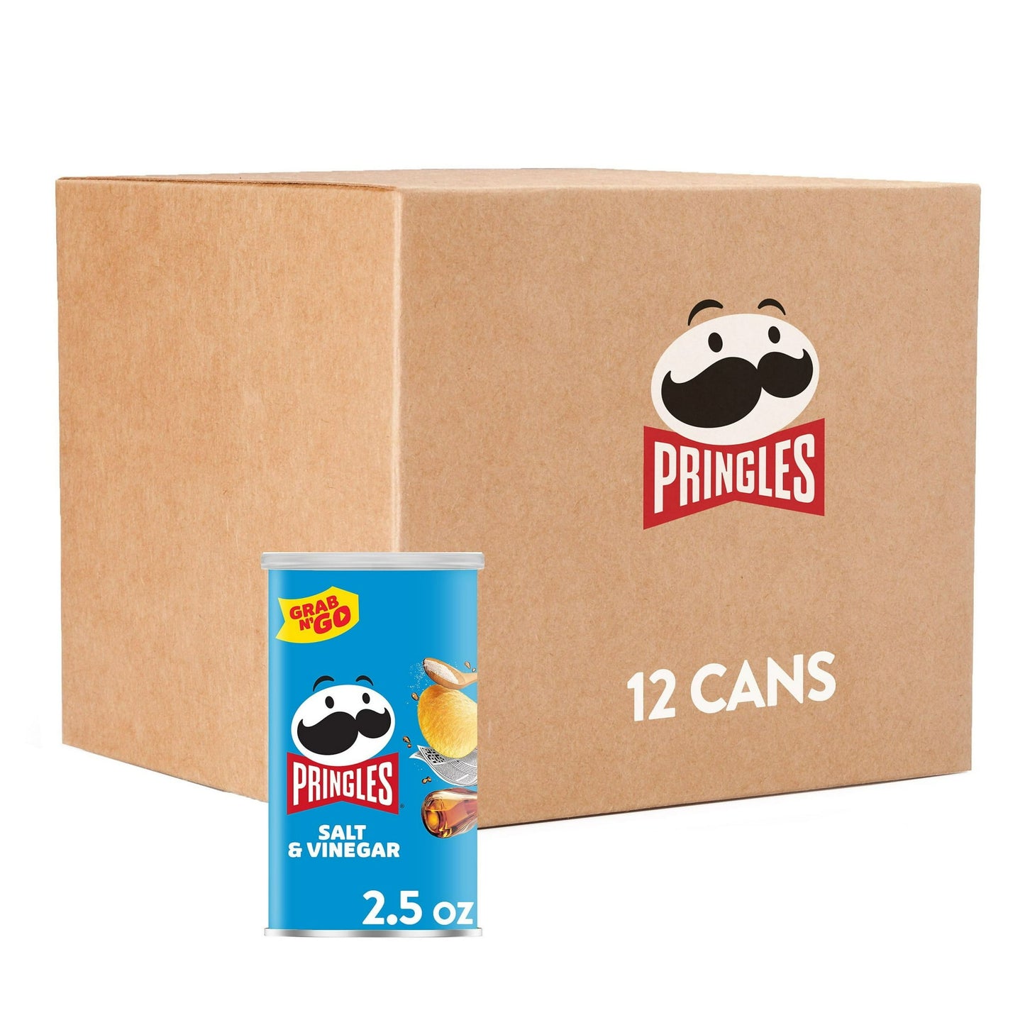 What comes next after the “pop” of a Pringles Salt and Vinegar Grab N' Go can? The crisp, hit-the-spot taste of potato with the zing of salt and vinegar. Insanely light, crispy and never greasy, each crisp is bursting with mouth-puckering flavor. With this convenient, portable can, it's easy to create your own snacking moments wherever and whenever; grab a can as a pick-me-up for after school or pack into lunch boxes. Bring a can to game time plus some for other Pringles fans. Stash a can in your pantry or 