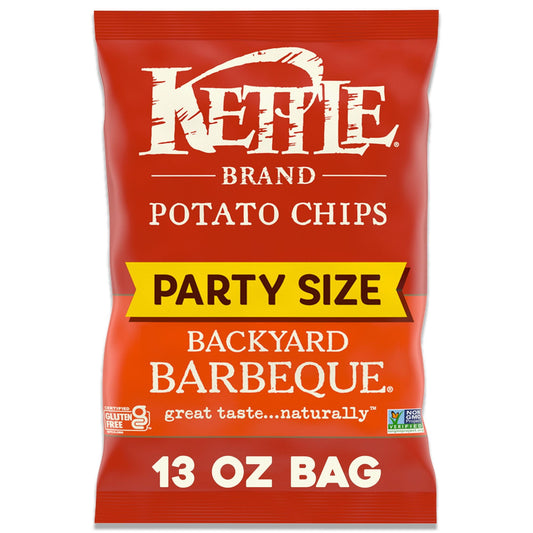 Kettle Brand Backyard Barbeque kettle chips start with a search for undisputed potato excellence. Determined not to disrupt the flawless, spudsy goodness, these beauties are cooked, skin on, one batch at a time and flavored to perfection. Who doesn't love the taste of Kettle Brand Backyard Barbeque Chips - smoky, spicy, tangy, and sweet. These potato chips capture the sublime vibe of a summertime barbeque, then throw in a hearty crunch that takes them over the top. When you open a bag of our Kettle Brand po