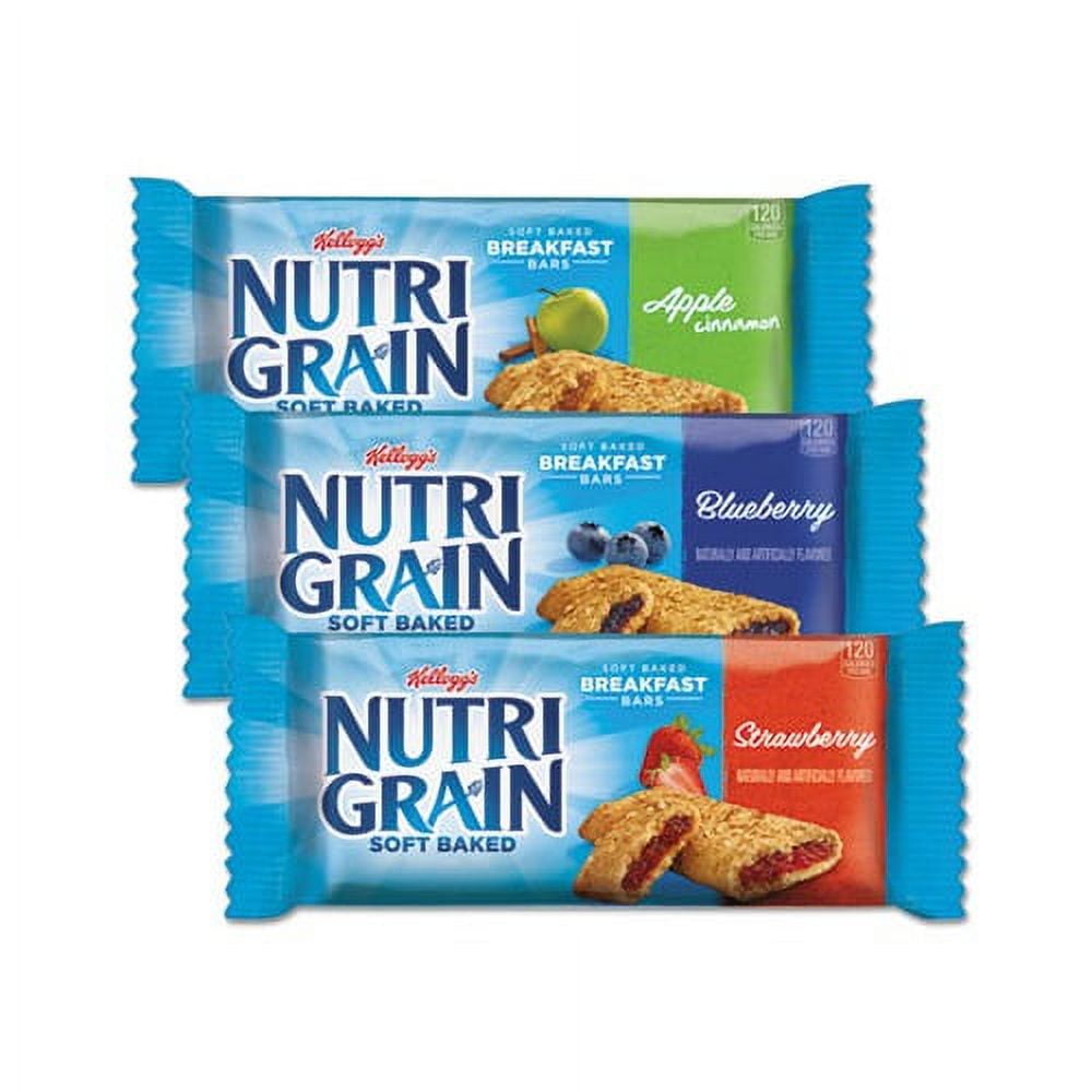 Kellogg's Nutri-Grain Bars are made with invigorating whole grains and the delight of a delicious fruit filling to help you move at the speed of morning. Assortment includes 16 each of apple cinnamon, strawberry and blueberry. Calcium-enriched fruit snack bars are soft and delicious. Each bar only has 120 calories and is individually wrapped so it's ready for travel. Nutri-Grain Cereal Bars do not contain high-fructose corn syrup. Features * Product Type: Bar * Product Type: Bar * Packaged Quantity: 48 / Ca