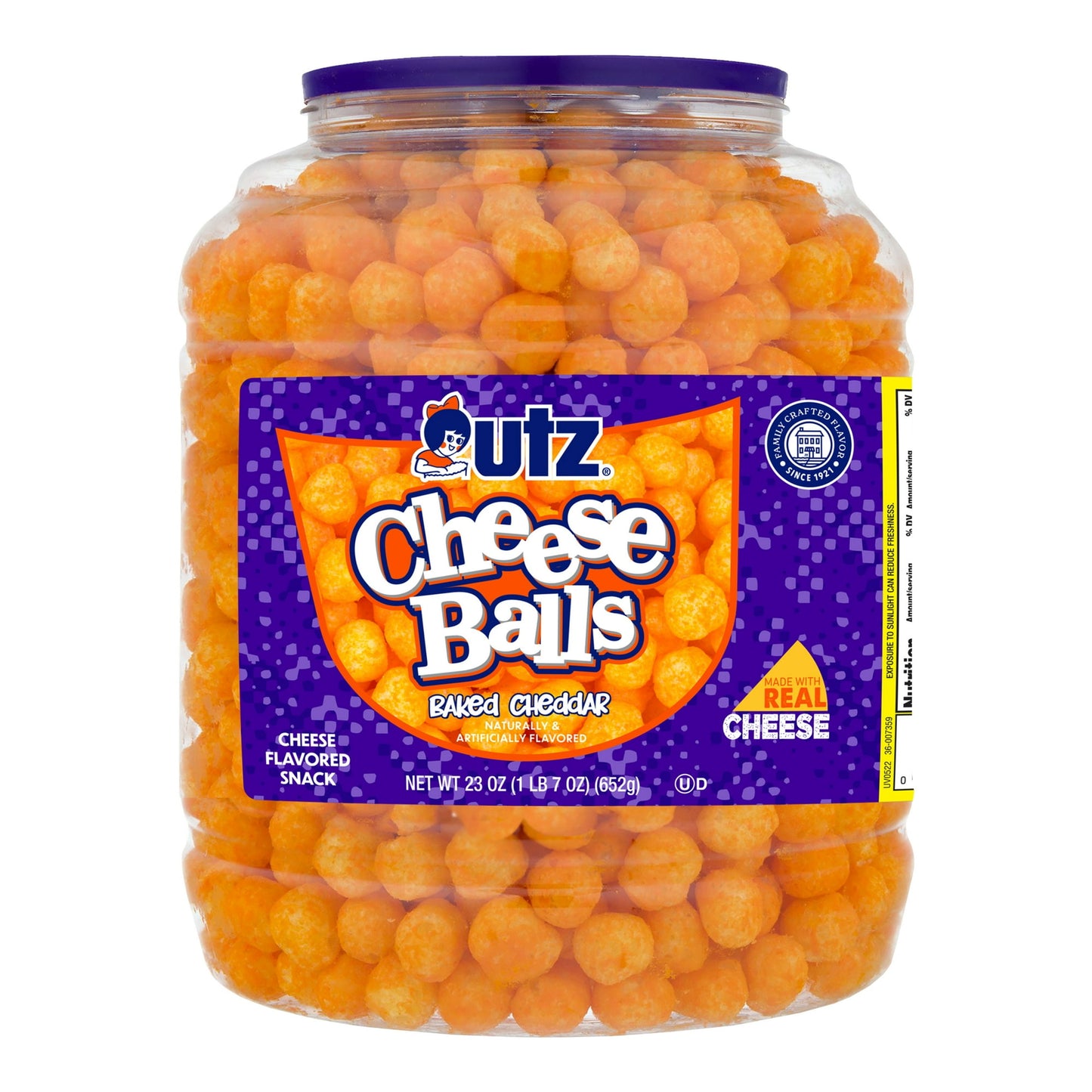 Get ready to embark on a cheese-filled journey of epic proportions with Utz Cheddar Cheese Balls! These golden spheres of cheesy goodness capture the essence of indulgence and comfort in every bite. Whether you are planning a cozy movie night, gathering with friends and family, or simply craving some cheese-packed delight, Utz Cheddar Cheese Balls are the ultimate cheesy satisfaction. Dive into this ocean of cheddar goodness and elevate your snacking experience to new heights! With this generous 23 oz barre