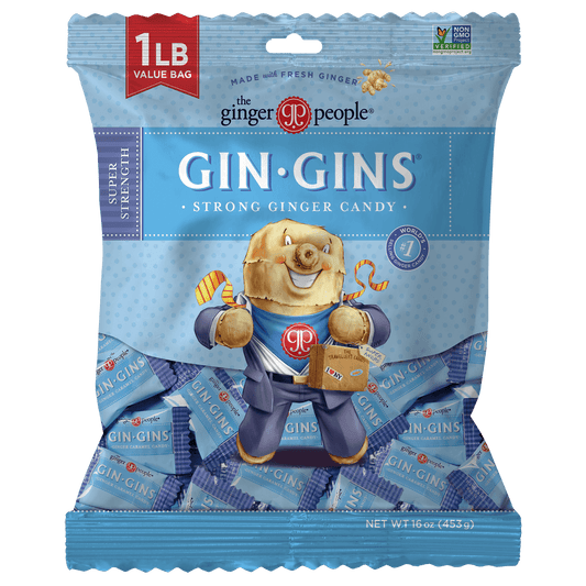 Life is better with GIN GINS super strength ginger candy as they are popular for healthy snacking, nausea, chemotherapy and motion sickness. The Ginger People creates great-tasting products made from sustainably sourced ginger and turmeric that supports overall health and wellness. Enjoy these super-delicious, super-soothing products made for a healthy lifestyle.