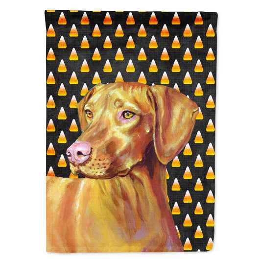 Carolines Treasures LH9066-FLAG-PARENT Vizsla Candy Corn Halloween Portrait Flag multicolor This design is available in both the garden size (small) and the house size (large).