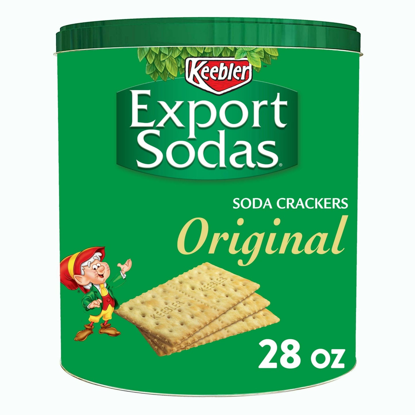 Crispy, crunchy, and a little bit toasty, Keebler Export Sodas Original soda crackers are made with our tried-and-true recipe of enriched flour, baking soda, yeast, and a sprinkle of salt. With a distinctively dry and crisp texture, our Export Sodas soda crackers are ideal for snacking and go great with soups and salads, savory spreads, dips, meats, and cheeses. These cholesterol-free crackers are made with 0g trans fat (0g polyunsaturated fat; 0.5g monounsaturated fat) for guilt-free munching; Pack some fo