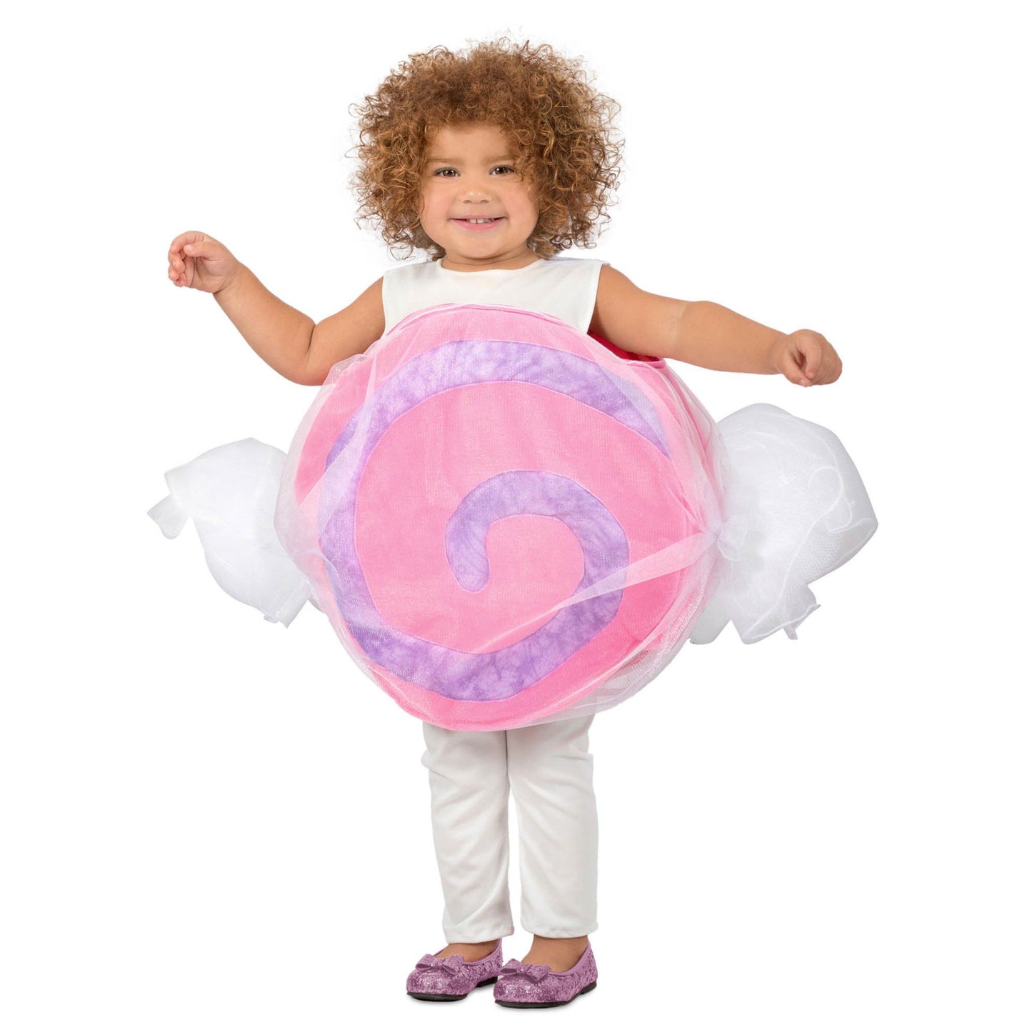 Show your sweetheart how much you care with a heartfelt costume that will have all of her friends and family clamoring to get a snapshot of her this Halloween. Brighten up the season with a bright and colorful outfit that looks like it came all the way from Candyland. Your little girl will look like something from a dream when she's wearing this delightful Tricky Taffy Toddler Costume. Transform her into the sweetest piece of candy in town with an outfit that's almost as cute as her Ã» almost. It's a great 