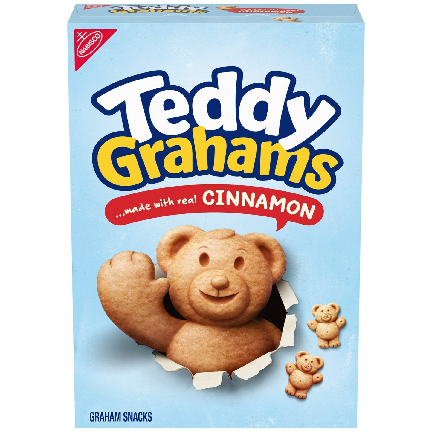 Teddy Grahams Cinnamon Graham Snacks are lovable, bear-shaped crunchy snacks that are deliciously baked to perfection. Bring fun and discovery to snack time with these bite-sized cinnamon graham crackers with a delicious taste. With no high fructose corn syrup and 8 grams of whole grain per serving, these cinnamon grahams are a good source of calcium and no artificial flavors or colors. Pair these snack cookies with your favorite dips and desserts or pack them as lunchbox snacks for kids and adults.