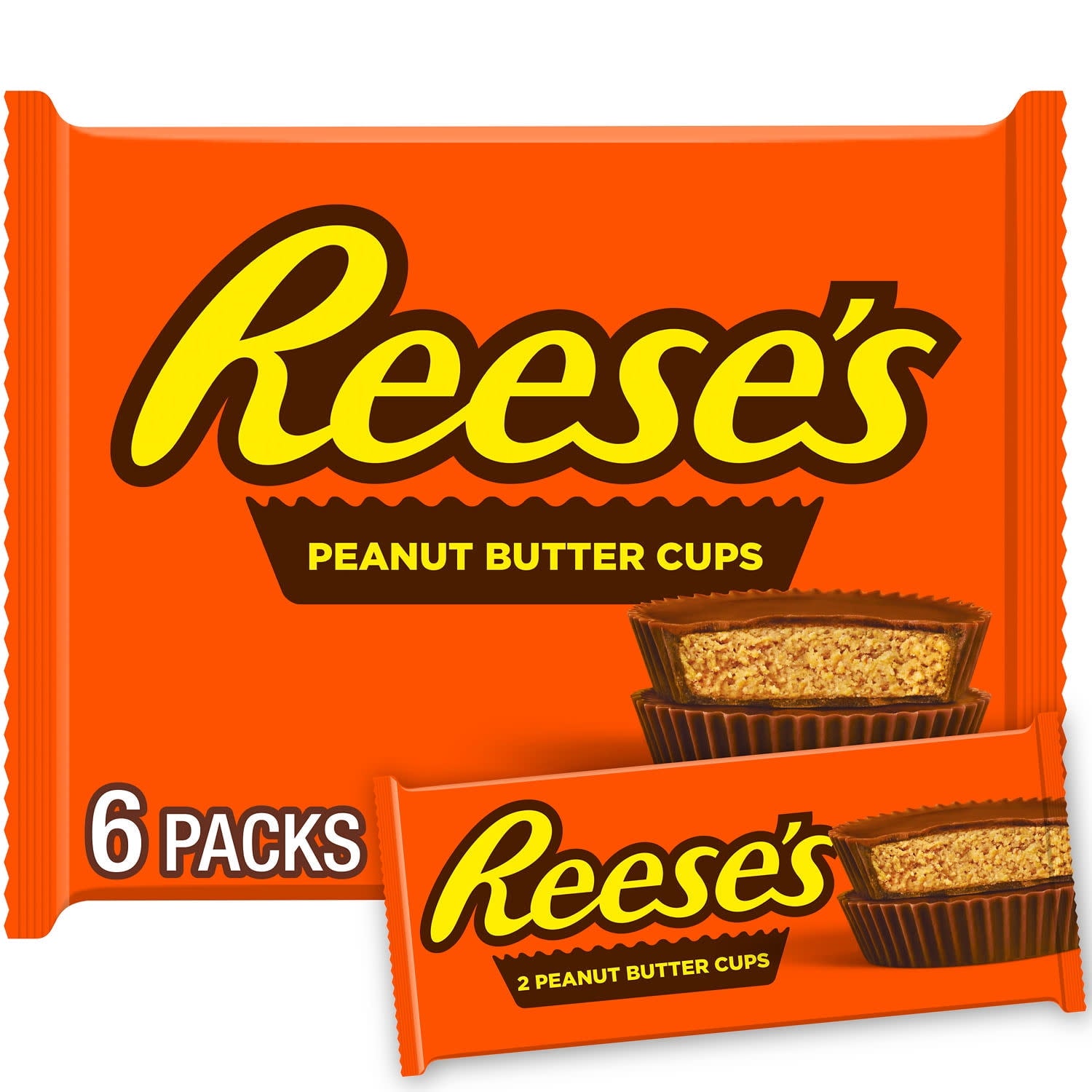 Name a more iconic duo. Everyone will wait... You can't beat this old fashioned, match made in heaven when it comes to creamy milk chocolate candy combined with delicious peanut butter. Get ready to taste perfection! REESE'S milk chocolate peanut butter cups are ready to be your go-to snack. Bring this full size 6-pack along to the next sporting event as a concession treat, as movie marathon snacks or game night prizes. Store them in your pantry for an anytime snack or slip a pack into lunch boxes and purse