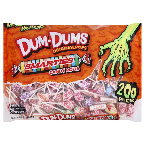 Every kid’s favorite lollipop and candy roll are together at last! All the fun flavors of Dum Dums lollipops are mixed with tons of sweet Smarties candy rolls. Perfect for events, school, and parties. Reach in this bag with your eyes closed and you know you’ll get something good. Bag Contains: a varied mix of individually wrapped Dum Dums and Smarties (200 pieces total) Halloween Packaging and Regular Packaging Gluten Free Nut Free Follow All City Candy on Social Media: Facebook|Instagram|YouTube|Pinterest 