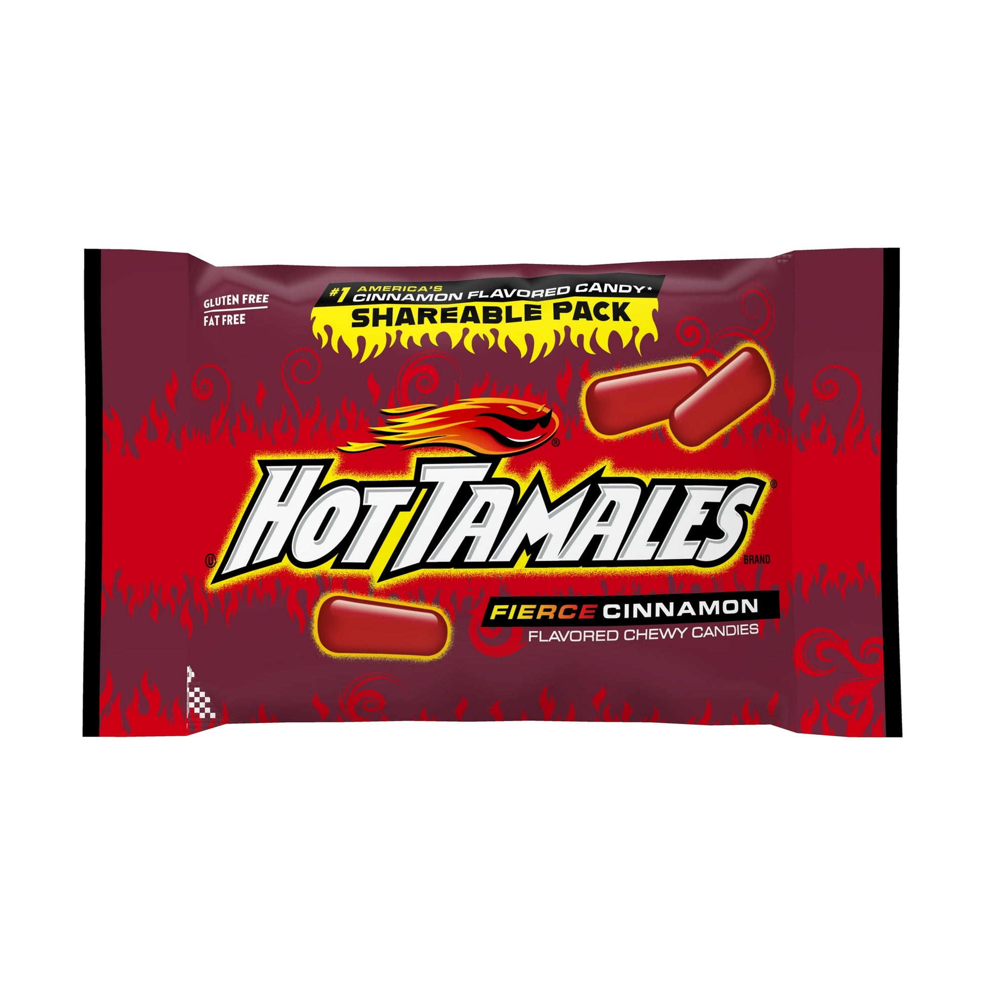 GET FIRED UP! and treat your taste buds to HOT TAMALES Fierce Cinnamon, America's #1 cinnamon flavored candy! HOT TAMALES is THE one-of-a-kind chewy cinnamon flavored candy that delivers an intense burst of spicy heat with every bite and, is gluten free, fat free and kosher. HOT TAMALES 3.5 ounce sized pouch is great for sharing and for anytime snacking. Did you know? HOT TAMALES is a Fat-Free, Gluten-Free and Kosher candy! Ever try a handful of HOT TAMALES sprinkled in your popcorn? Enjoy this sweet, salty