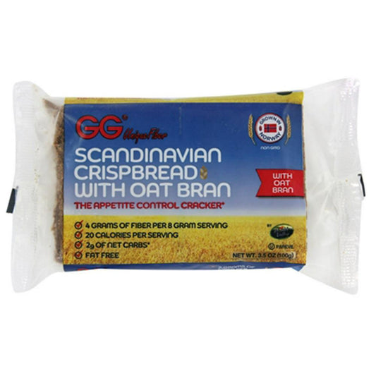 GG Bran Crispbread Crackers by Health Valley are slow-baked, thick and hearty crackers from norway. Made from three ingredients - wheat bran, rye flour and salt, each cracker contains 20% DV (Daily Recommended Value) of Fiber in every cracker. There are many benefit's of Fiber - it's essential for overall good health, fills you up which helps you consume less food throughout the day, and helps maintain a healthy digestive system.