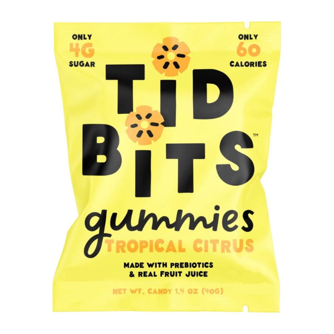 Our gummies are low in sugar, non-GMO, and low calorie making them the perfect guilt-free treat for anyone looking for a healthier alternative. Made with real fruit juice and prebiotic fiber, which promotes digestive health and supports the immune system. Using only natural sweeteners and avoid corn syrup, monk fruit, and stevia altogether. Each serving of Tidbits candy contains only 4 grams of sugar and 60 calories, making it an ideal option for health-conscious consumers.