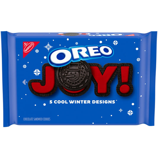 Spread joy this Christmas season by gifting OREO Red Creme Chocolate Sandwich Cookies with holiday designs. Supremely dunkable, OREO chocolate cookies sandwich a rich red creme filling between the bold taste of two holiday-themed chocolate wafers—making them milk's favorite cookie. These red creme cookies showcase five different festive designs, making a merry addition to your Christmas snacks. OREO cookies are great holiday snack foods for serving at parties, mixing into your favorite dessert recipe or sur