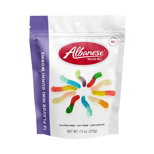 Assorted 12-flavor gummi bears in cherry, strawberry, mango, pineapple, lemon, orange, green apple, watermelon, pink grapefruit, lime, blue raspberry and grape. Sugar free, fat free, gluten free, low sodium. Yes, we know these gummies are beautiful, but before you base this new relationship purely on looks, know that it's what's on the inside that matters. Now that you've been introduced, go ahead, tear open the bag and find out why our fans call them the world's best gummies. Could this be the start of a p