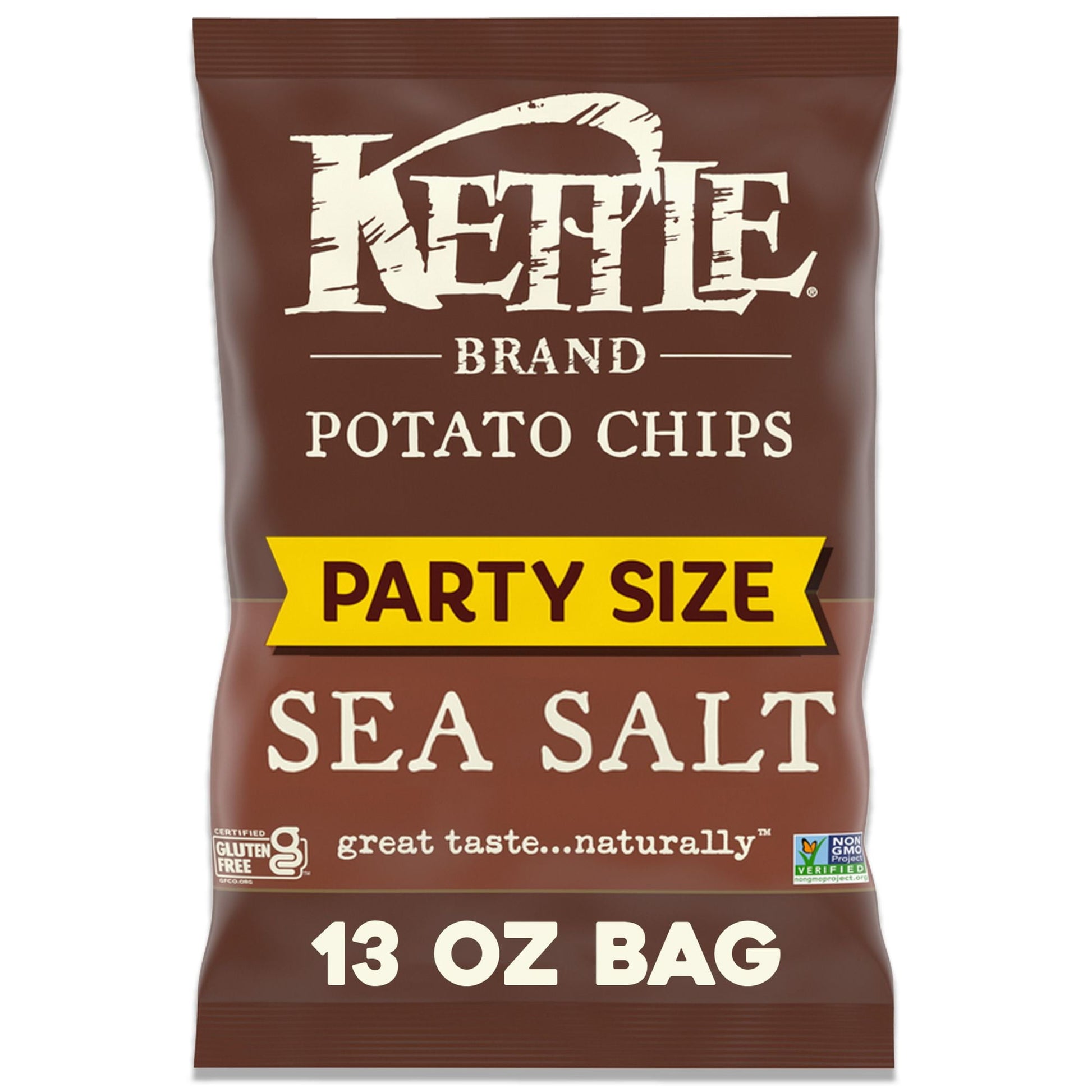 Kettle Brand Sea Salt kettle chips start with a search for undisputed potato excellence. And these babies are something special. Determined not to disrupt the flawless, spudsy goodness of these beauties, they’re cooked to perfection, skin on, one batch at a time until golden. Finally, each potato chip is sprinkled with a gentle kiss of sea salt. It takes pretty high standards to achieve Kettle Brand chips’ amazing crunch and flavor - quality ingredients make a difference. When you open a bag of our Kettle B