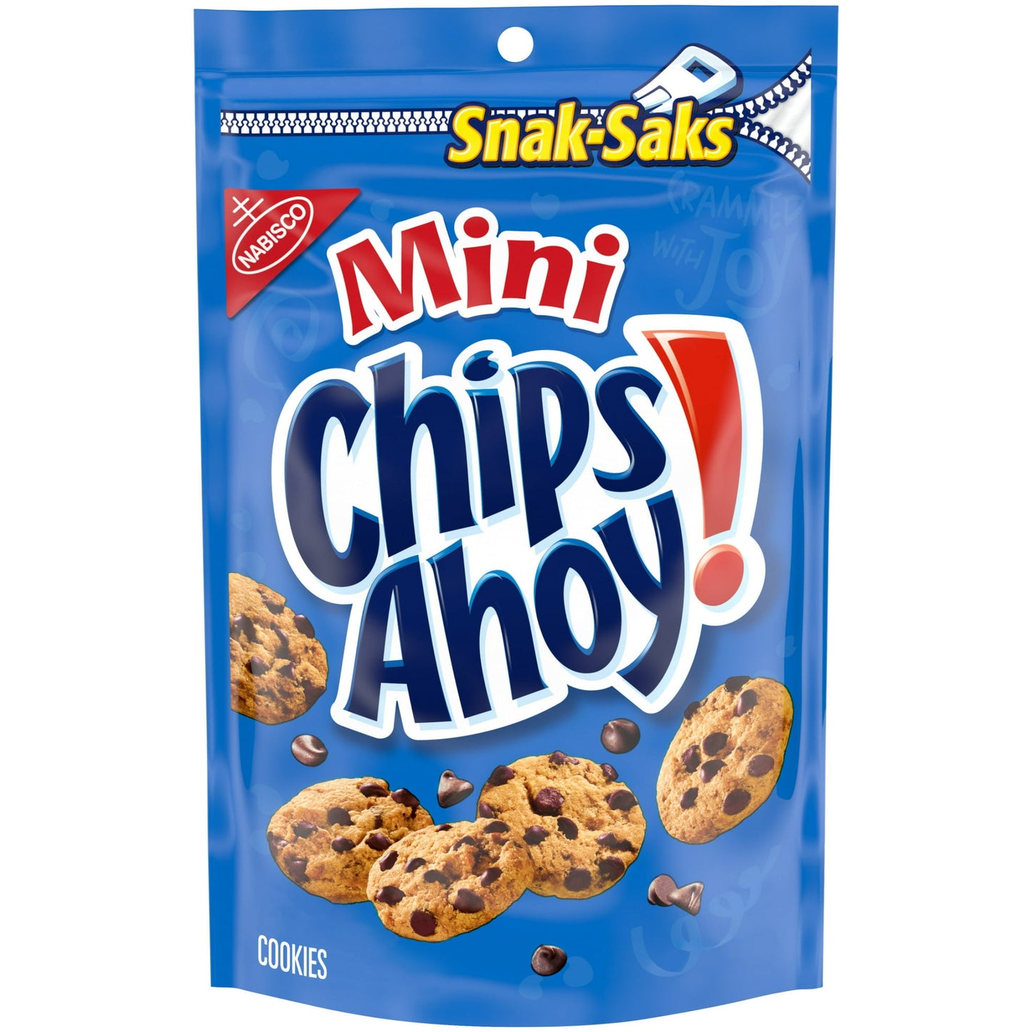 CHIPS AHOY! Mini Chocolate Chip Cookies are the CHIPS AHOY! cookies you know and love, bite-sized and baked to have the perfect amount of crunch. Make lunches at school or work more exciting by including CHIPS AHOY! mini cookies or use as party favors or take with you on the go as travel snacks. Regardless of the occasion these snack cookies snack packs make a simple treat or dessert.