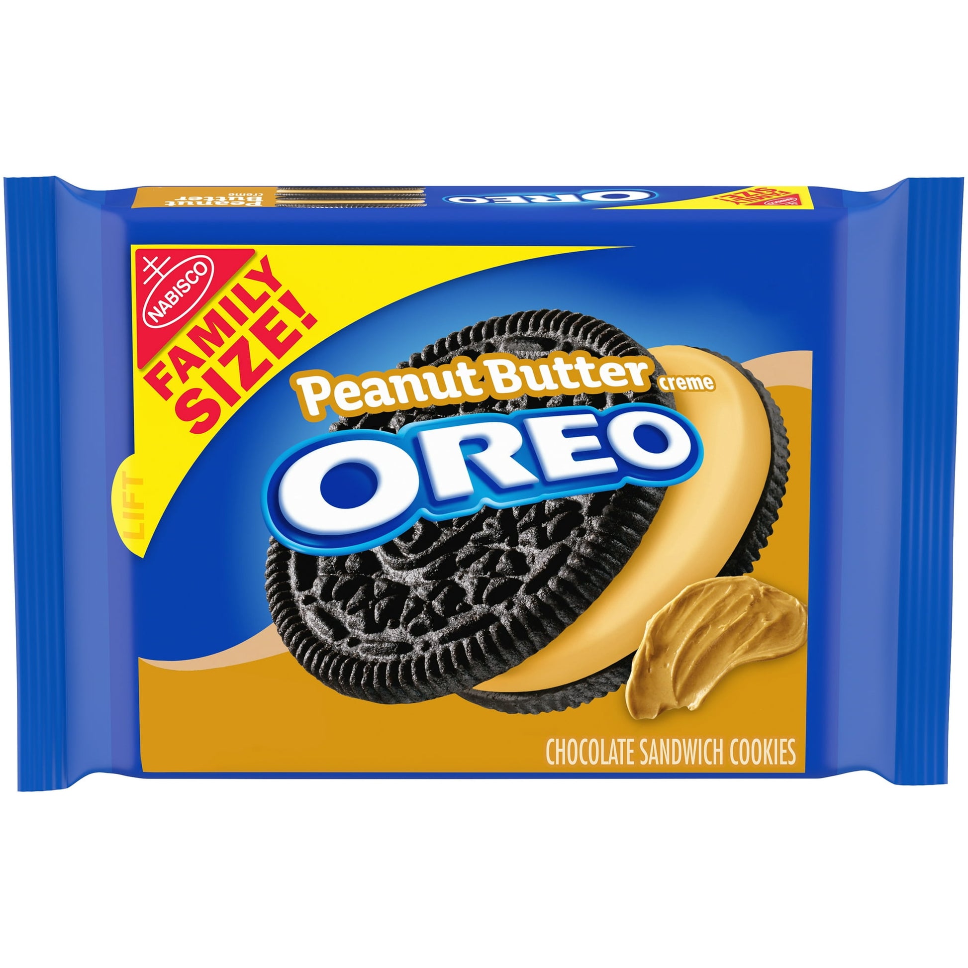 OREO Peanut Butter Creme Chocolate Sandwich Cookies are the classic OREO cookies you’ve always loved with a nutty, delicious twist. These chocolate cookies are filled with a scrumptious peanut butter creme, making them supremely dunkable. Peanut Butter OREO cookies are great for sharing with friends, serving at parties, or enjoying with cold milk. They also make great sweet snacks for school, home or the office. The resealable containers with easy-pull tab keeps chocolate peanut butter cookies fresh and is 