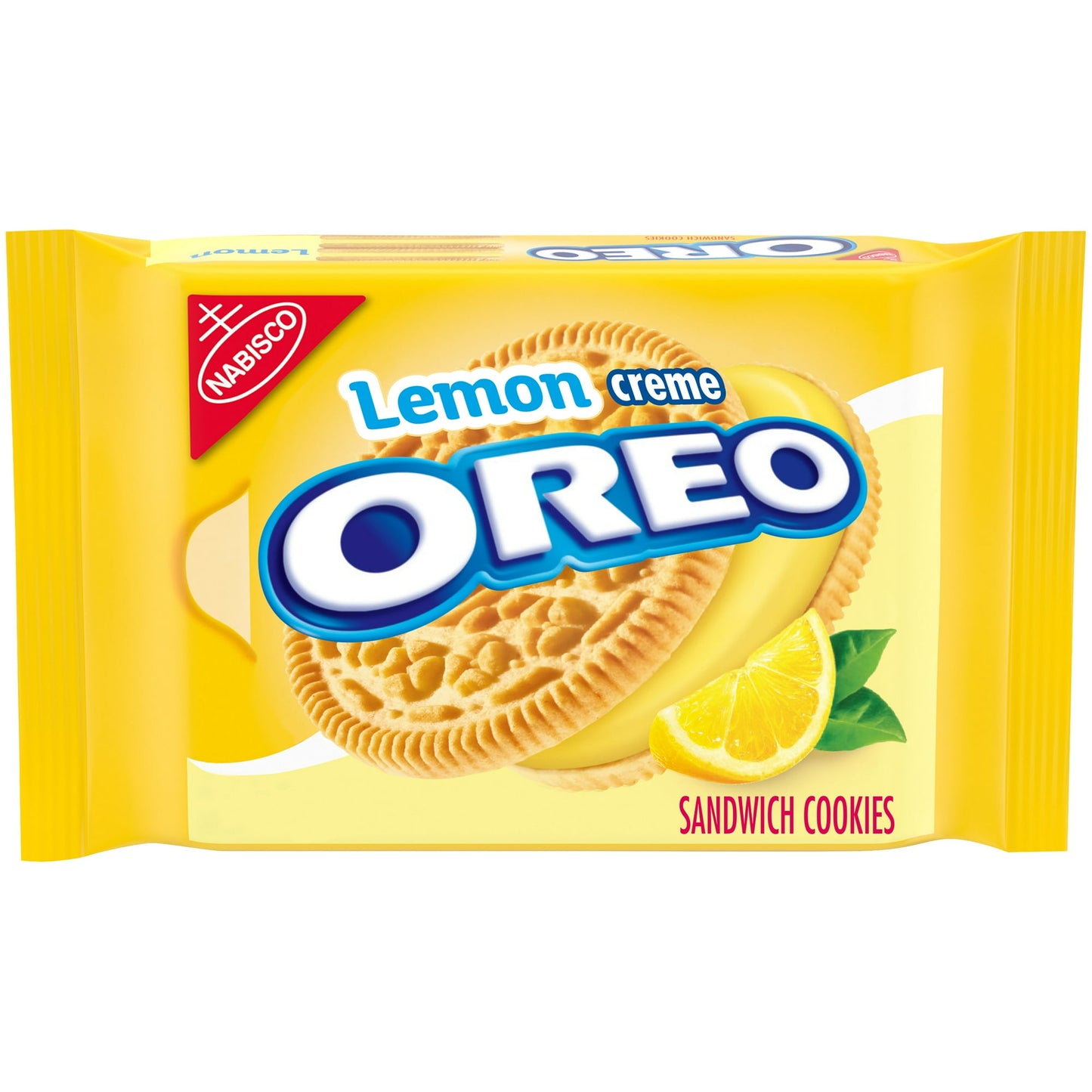 Take a delicious break with OREO Lemon Creme Sandwich Cookies, a citrus twist America's favorite sandwich cookie. Supremely dunkable, these Lemon flavored crème and thin crispy vanilla wafer cookies adds a twist to Lemon Sandwich Cookies--making them milk's favorite cookie. OREO lemon flavored crème cookies are a sweet treat that's great for serving at parties or packing with lunch for school or work. You can even mix these sweet snacks into your favorite dessert recipe for a sweet lemon twist. The resealab