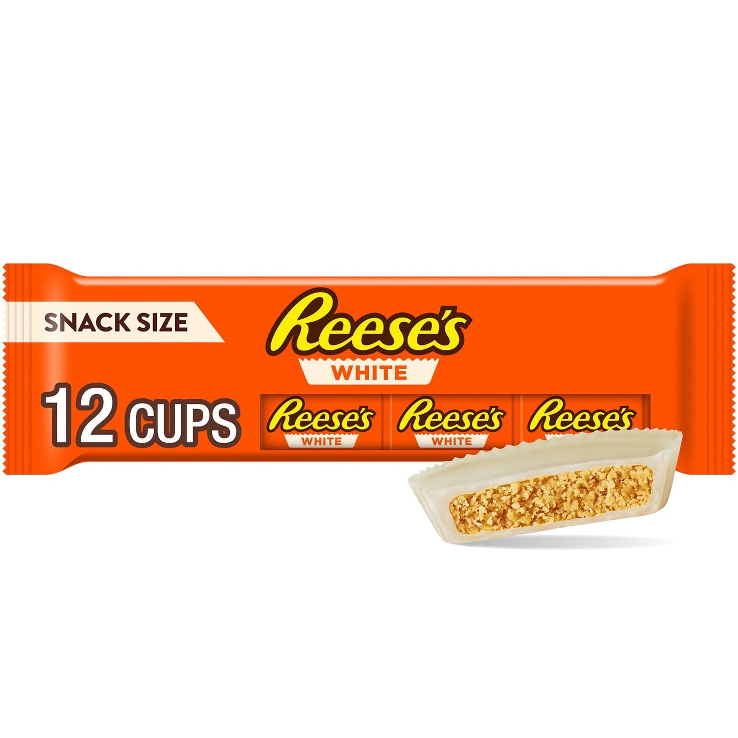 Name a more iconic duo. Everyone will wait...You can't beat this old fashioned, match made in heaven when it comes to creamy white creme combined with delicious peanut butter. Get ready to taste perfection! REESE'S white creme snack size peanut butter cups are ready to be your go-to snack. Bring this pack along to the next sporting event as a concession treat, as movie marathon snacks or game night prizes. Store them in your pantry for an anytime snack or slip a pack into lunch boxes and purses for a midday