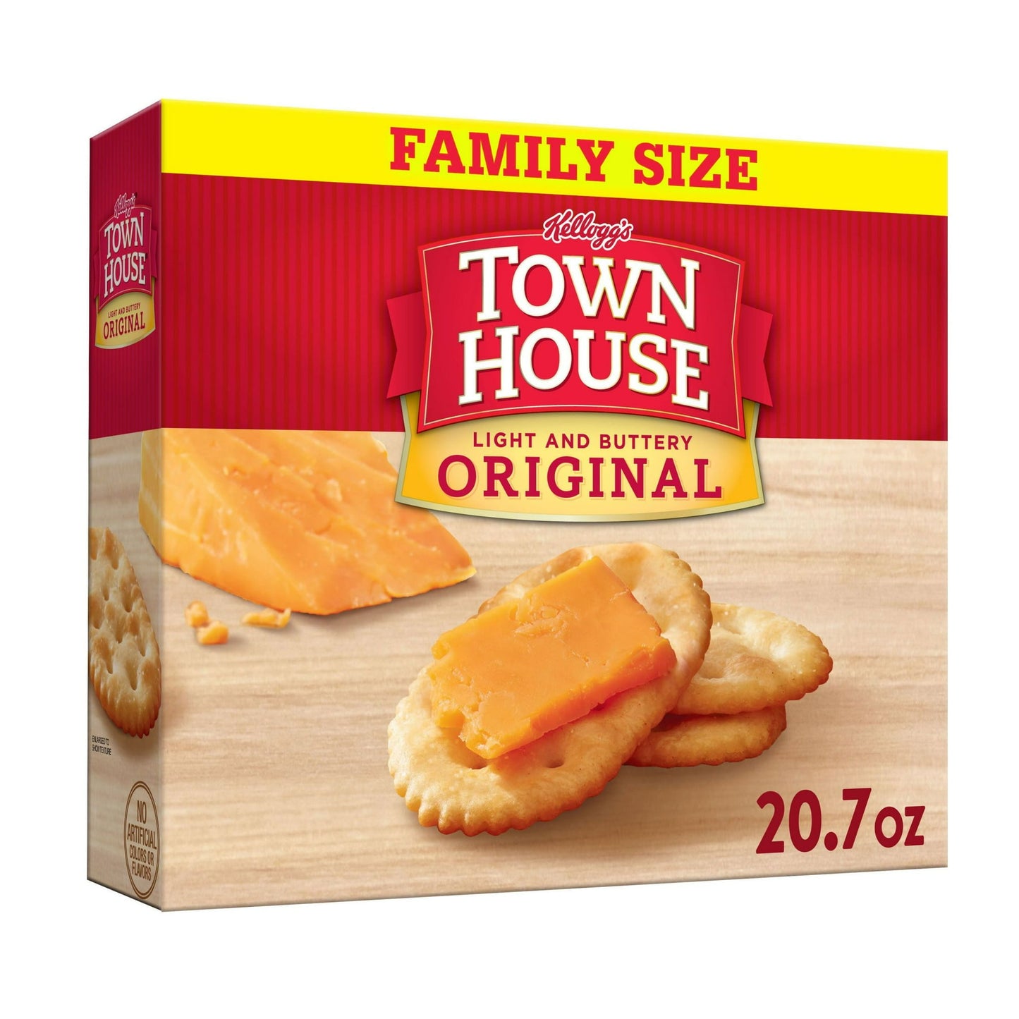 Elevate snacking, entertaining, and everyday celebrations year-round with classic Town House Original oven baked crackers. These uniquely flaky crackers are a satisfying stand-alone snack. They also go great with tasty toppings like goat cheese, preserves, and chicken salad. Made with delicious ingredients, they're cholesterol free (3g polyunsaturated fat, 1g monounsaturated fat) and low in saturated fat (contains 5g total fat per serving); Every box of savory crackers is an invitation to explore all kinds 