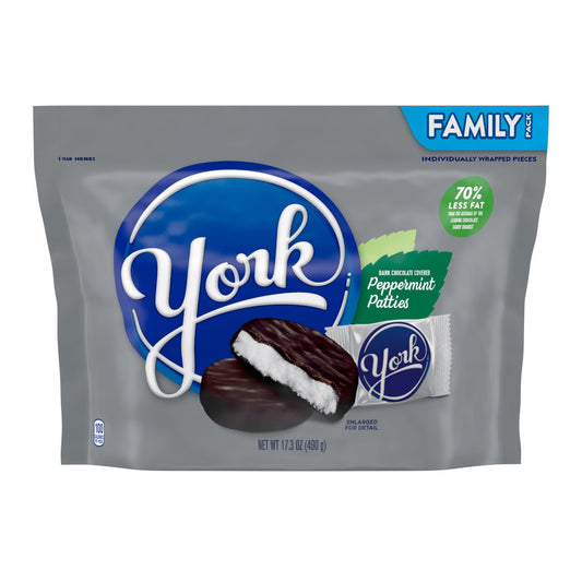 Chill out with YORK dark chocolate covered peppermint patties candy with 70 percent less fat than other leading chocolate candy brands! These small but mighty candies invigorate your taste buds with a minty kick, combined with rich dark chocolate to keep you feeling excited for a full day ahead. Bring a bag into work so that everyone can have a piece. This bag is perfect for any special occasion like movie marathons, birthday parties, work celebrations and family get-togethers. Everyone can reach in and gra