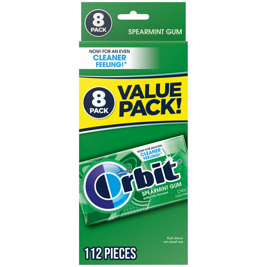 With Orbit Spearmint Sugarfree Gum, there's no need to second-guess; you have the confidence to show the world what you're made of. The delicious Spearmint flavor gives you a clean, fresh-mouth feeling so you're ready to seize your moment when it comes. Boost your confidence with a clean mouth and fresh breath. Each pack of Orbit Spearmint Gum contains fourteen individually wrapped pieces, so you can enjoy bold, minty flavor whenever you need. Orbit Spearmint Sugarfree Chewing Gum is made with a deliciously