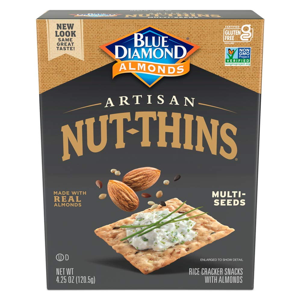 Take Your Occasion to a whole New Level. There's so much good baked into Artisan Nut Thins, where do we begin. Our delicious California almonds blended with brown rice and tasty whole seeds, baked into a delicious crisp cracker. Finish them any way you want-with a topping, a spread, a dip or straight out of the box. It's inspired snacking that invites all kinds of delight. Try Our Other Artisan Nut Thins Flavors! Flax Seed, Sesame Seeds