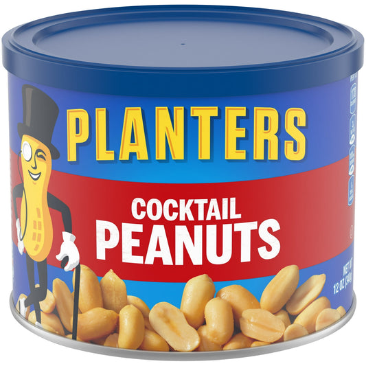 Planters Salted Cocktail Peanuts deliver the perfect balance of salty and crunchy goodness in every bite. This 12 oz metal can is filled with high-quality peanuts, roasted to perfection and seasoned with just the right amount of salt. Ideal for snacking, entertaining, or adding to your favorite recipes, these peanuts are a versatile and satisfying treat. Shelf-stable and convenient, Planters ensures you always have a delicious snack ready to enjoy.