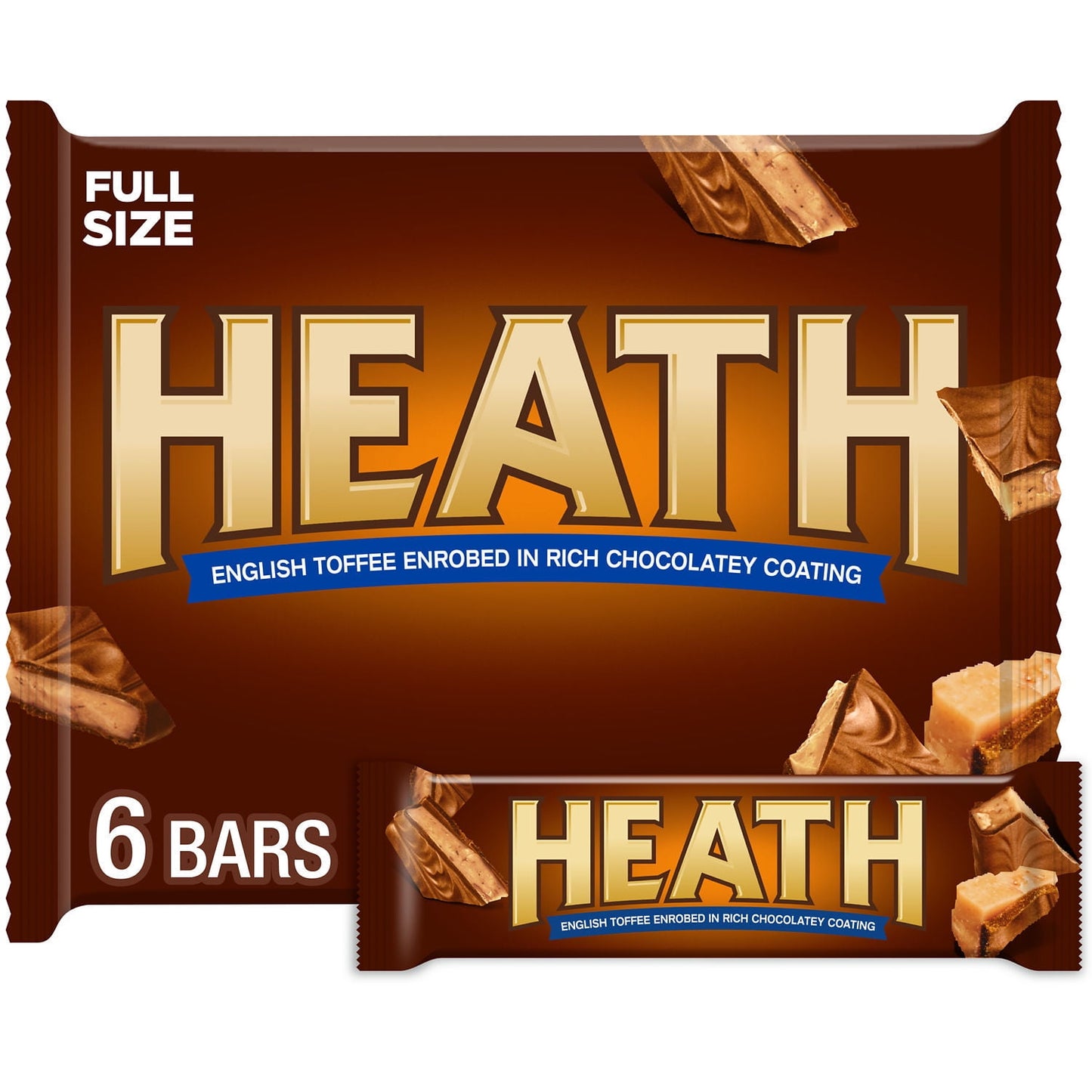 Quick! Take a bite before we do. A pack of HEATH full size chocolatey toffee candy bars offers the perfect treat to keep stocked in snack cabinets, work desk drawers and anywhere else your appetite might show up. These crunchy English toffee and chocolatey bars come in the perfect size for snacking. Whether you want to share a delicious chocolatey flavored toffee candy treat with those around you or make sure you have something sweet with you for snack breaks throughout the day, these full size, gluten free