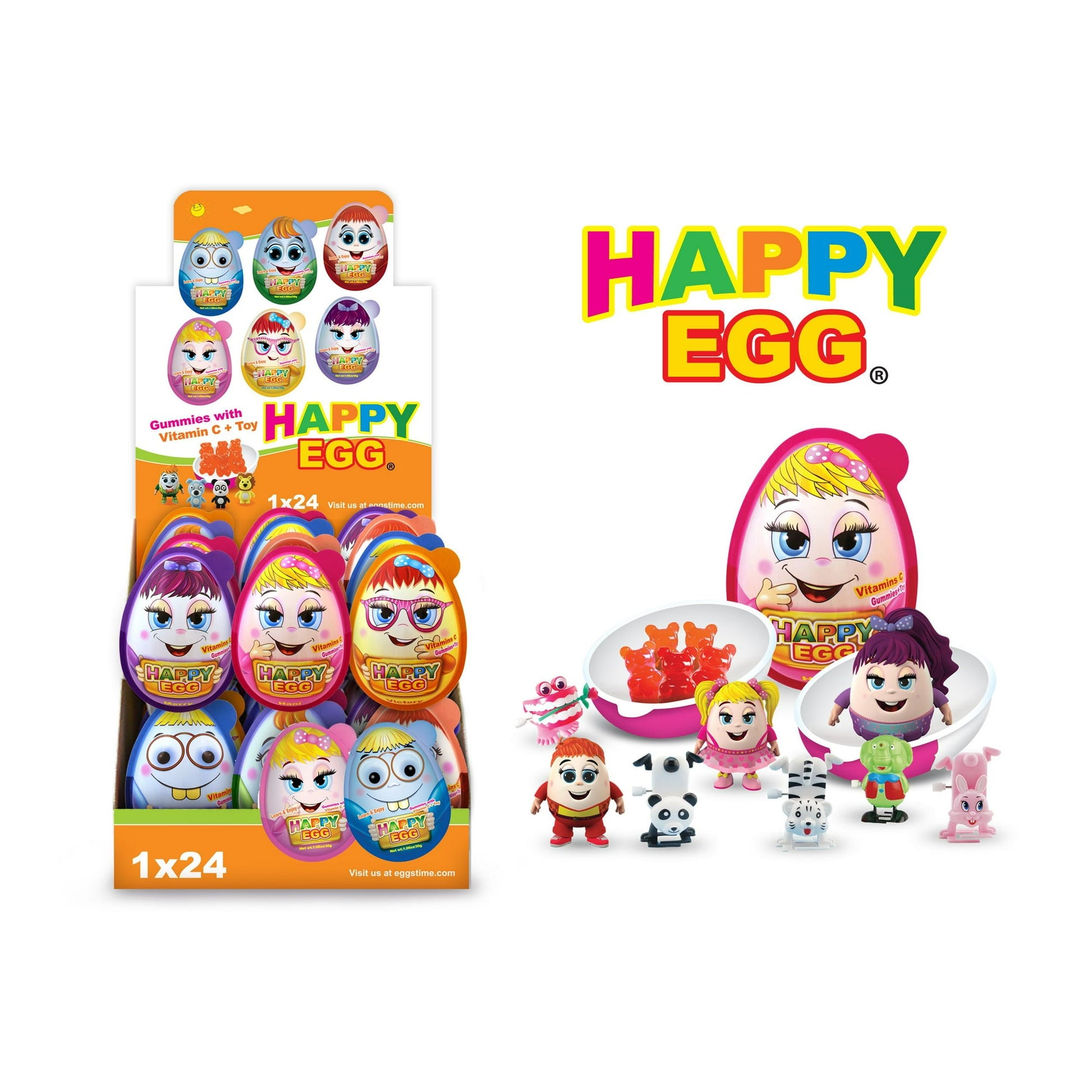 Giant Happy Egg with Vitamin C Gummies and Educational Toy inside, No Gelatin, Vegetarian, BPA Free