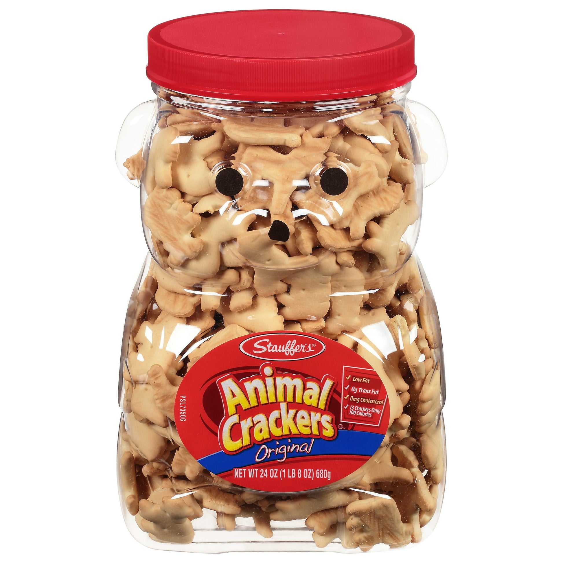 Take a trip down memory lane with Stauffer's Original Animal Crackers. These iconic, animal-shaped crackers are a fun, interactive snack the entire family can share. Encourage learning as kids enjoy these crunchy, sweet, low-calorie animal crackers, perfect for lunches, schools, and gatherings. Adults can enjoy these guilt-free crackers with coffee or paired with a dip or pudding. Our kid-approved, classic Bear Jug is a party favorite and can be refilled with your favorite Stauffer's cookies. This is a shel