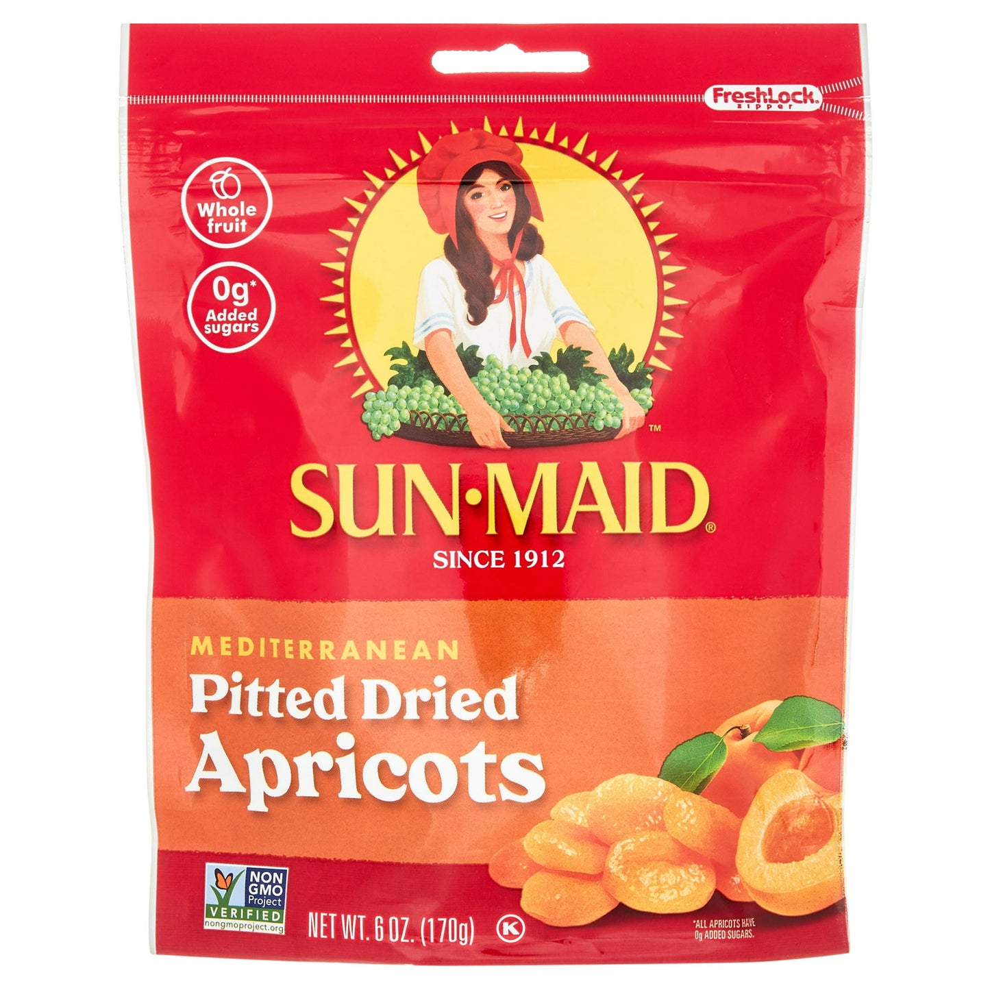 Sun-Maid® Mediterranean Pitted Dried Apricots - Picked at peak ripeness and sun-dried to perfection, Sun-Maid® Mediterranean Apricots are a sweet and healthy snack for home, school, work, and all stops in between. Embrace their plump and juicy splendor. These grab n’ go snacks are made with whole fruit and are Non-GMO Project Verified. Sun-Maid is the timeless and trusted go-to snack that's simple, versatile and better-for-you. Make Sun-Maid® Mediterranean Apricots a part of your daily routine, at home or o