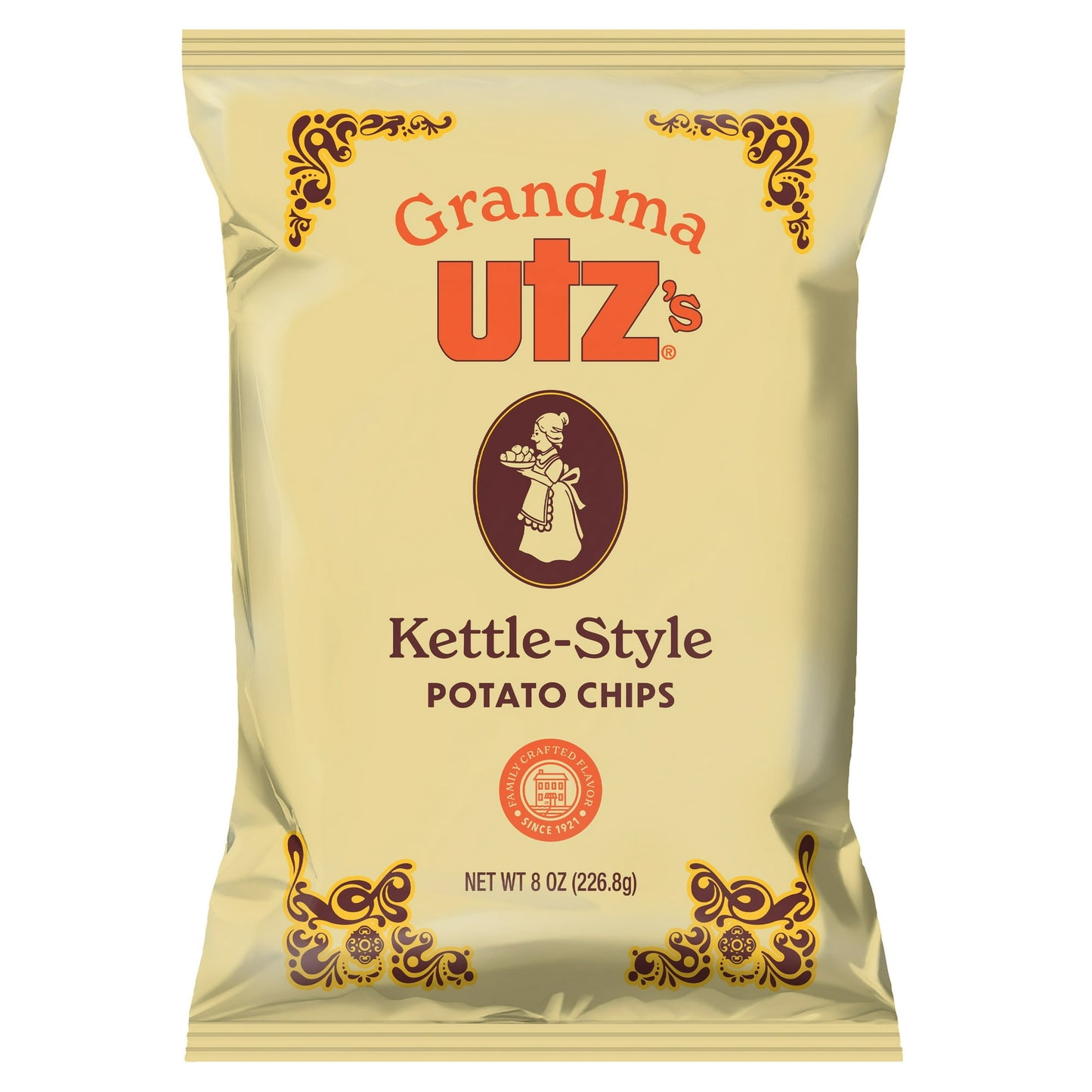 Indulge in the heartwarming nostalgia of Grandma Utz's Kettle-Style Potato Chips, a true taste of tradition in every 8 oz bag. Crafted with care and authenticity, these chips embody the classic kettle-cooked goodness that Grandma used to make. Each chip is a testament to time-honored recipes, slow-cooked to perfection for an irresistibly rustic crunch that warms the soul. As you savor each chip, you'll be transported to a simpler, cozier time when family and friends gathered around to share stories and laug