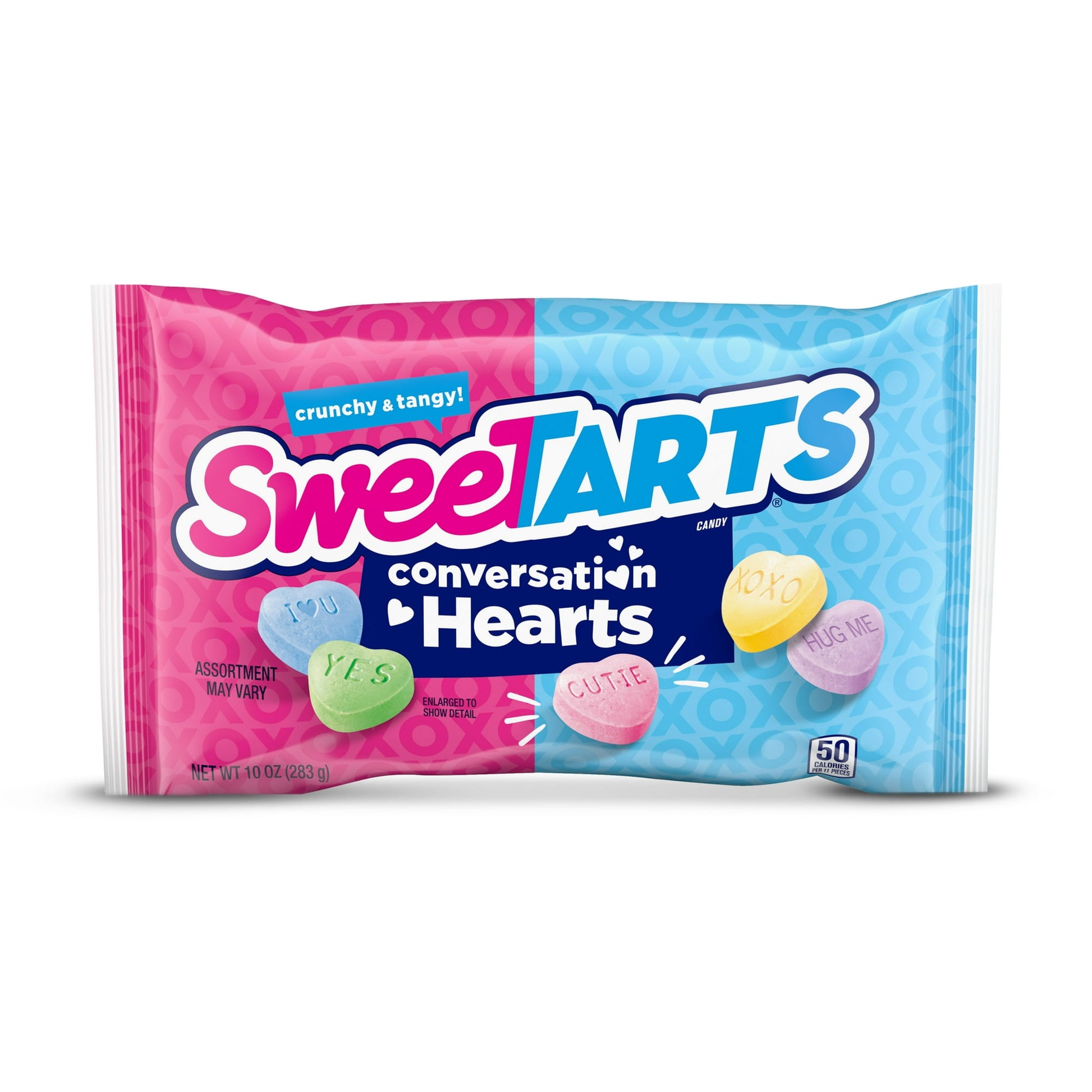 Treat someone special to a tangy take on the classic conversation heart candies. SweeTARTS delivers the original flavor combination of delightfully sweet and delicately tart in a collection of tangy fruit candy flavor creations, unleashing its magic by compressing this one-of-a-kind taste into delicious, bite-sized candies. Let a candy gift box do the talking this Valentine's Day and say "I love you" with the sweet and tangy taste of traditional Sweet Tarts candy. Say a mouthful with SweeTARTS Conversation 