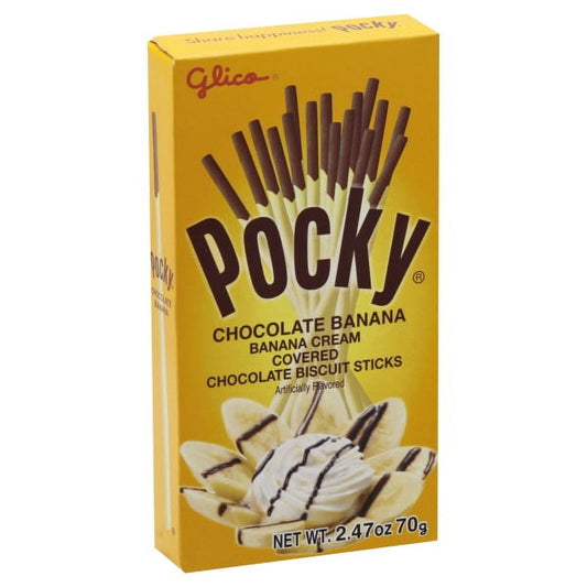 Glico Pocky - Chocolate Banana. Banana Creme covered Chocolate Biscuit Sticks 2.47 oz