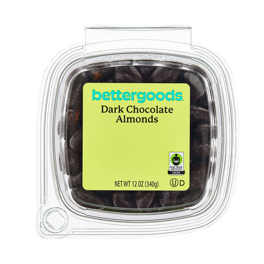 Welcome to the world of bettergoods Dark Chocolate Almonds, a delightful snack crafted with real almonds. These almonds offer an impeccable blend of sweet and nutty flavors, making them an ideal addition to your snack collection. Our Dark Chocolate Almonds are coated with rich dark chocolate for an indulgent treat. The result is a snack that's crunchy, sweet with a touch of bitter chocolate, and full of almond goodness. One of the standout features of our Dark Chocolate Almonds is their versatility. Enjoy t