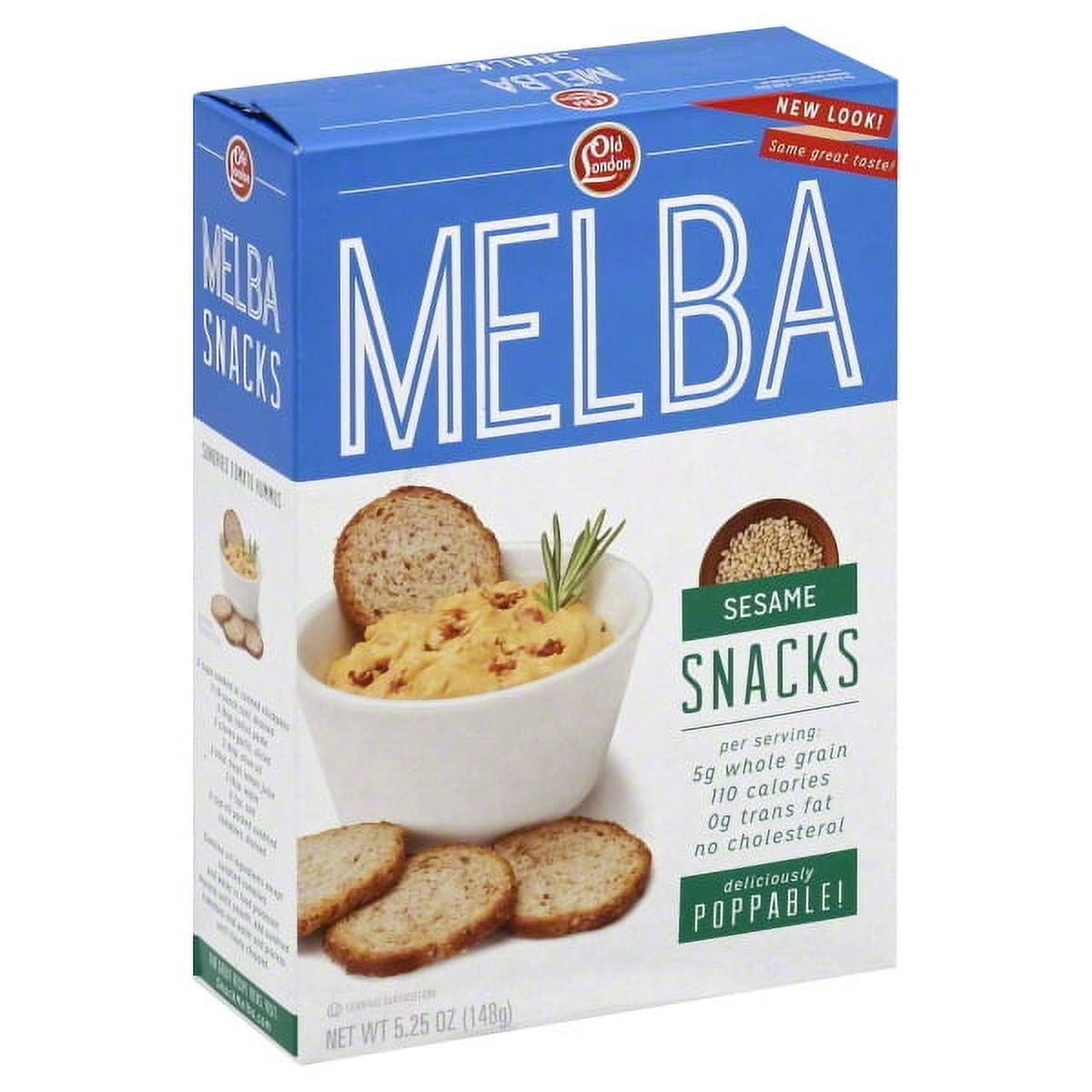 Old London\xc2\xae Melba Sesame Snacks. Contains 0g trans fat. There are no cholesterol.