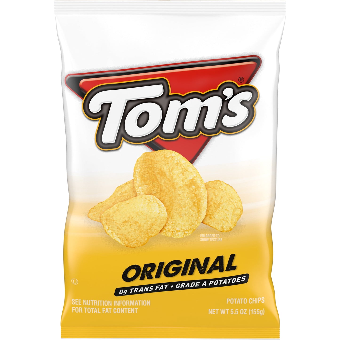 These Original Potato Chips are as classic as crunch itself. These classic potato chips bring the traditional salty flavor you love, taking care of your cravings whether you enjoy them alone or pair them with your favorite dips. You'll taste snack joy at its simple best! Anytime is Tom's time. Shelf-stable product.