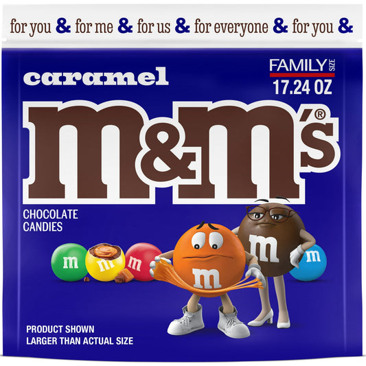 Caramel lovers, rejoice! Introducing M&M'S Caramel Chocolate Candy, the first-ever soft and chewy M&M'S Candy. A soft caramel center is covered in rich milk chocolate and coated in a colorful crunchy candy shell for a fun, tasty treat. The sharing size pouch is perfect as an afternoon treat to split with a friend. Best of all, with 8 pouches in every bag, there's enough M&M'S Caramel Candy to share with everyone.