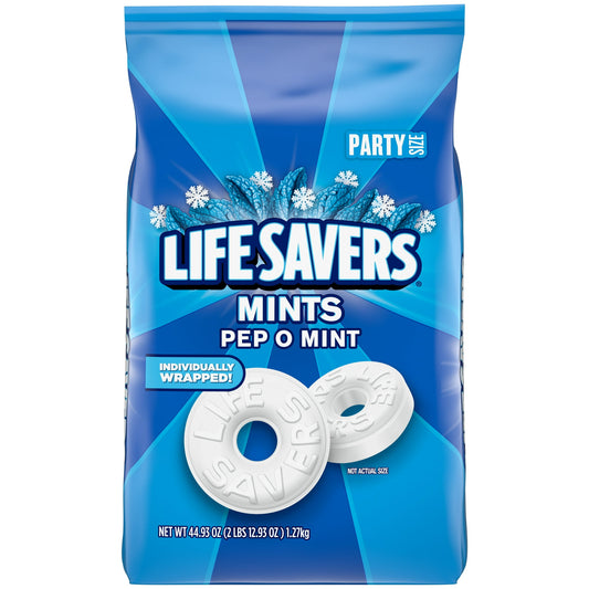 Enjoy your favorite classic minty treat with LIFE SAVERS Mints Pep-O-Mint Hard Candy. This iconic minty candy is a refreshing way to build confidence before that big presentation or first date. Each individually wrapped mint is packed with refreshing peppermint flavor to help keep you feeling fresh. Each bulk candy bag contains enough mints to share in a candy dish at home or at the office. Guests will love to find their favorite mint. LIFE SAVERS Mints are A Hole Lot O Fun! Contains Bioengineered food ingr