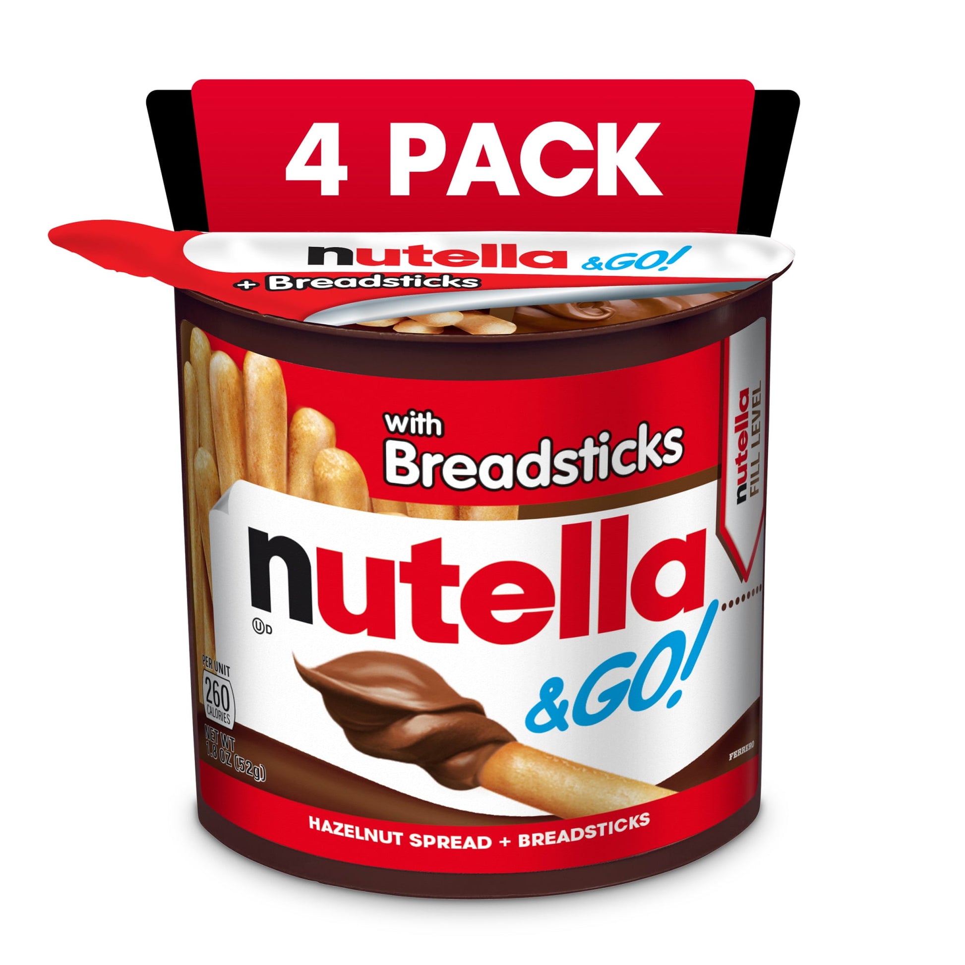 Dip into wow with Nutella & GO! You can enjoy a playful break with your favorite spread wherever you are with Nutella & GO! snack cups. No mess. No knife to spread it. Each snack cup is filled with the rich, creamy hazelnut spread that you know and love, plus a serving of crispy breadsticks or pretzels. Beloved worldwide, Nutella is famous for its authentic hazelnut and cocoa taste, and made even more irresistible by its unique creaminess. Dip into delicious.